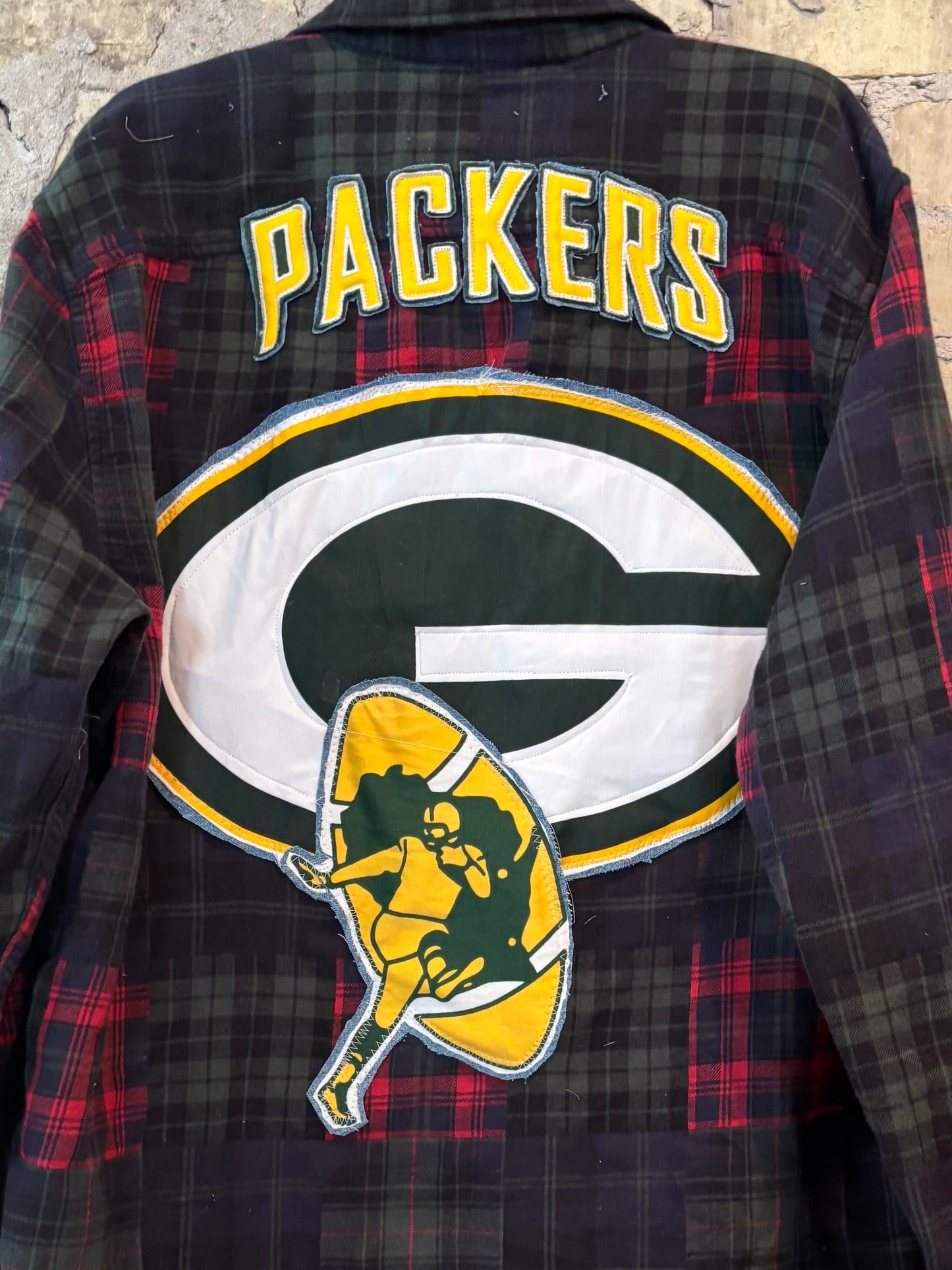 Reworked Packers Game Day Throwback Flannel Shirt