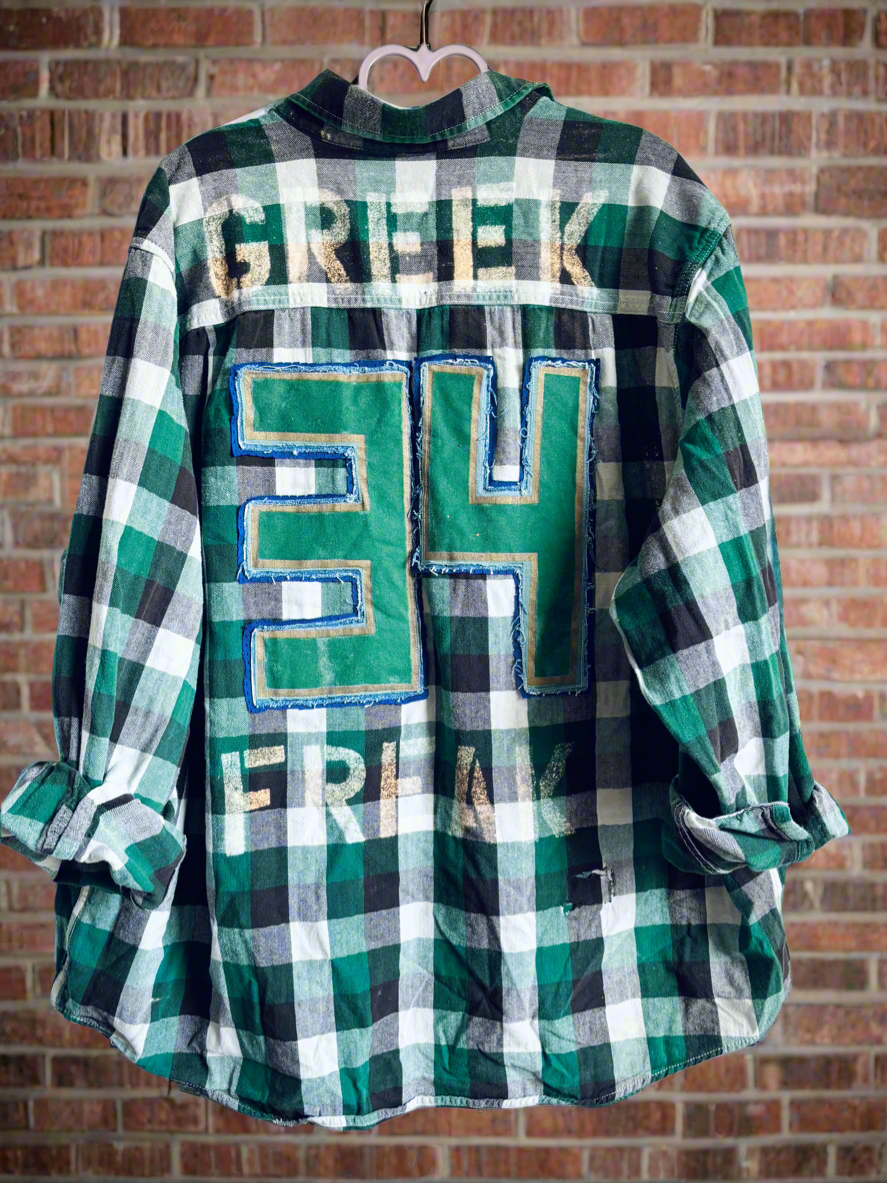 Reworked distressed Game Day Jersey Flannel Shirt