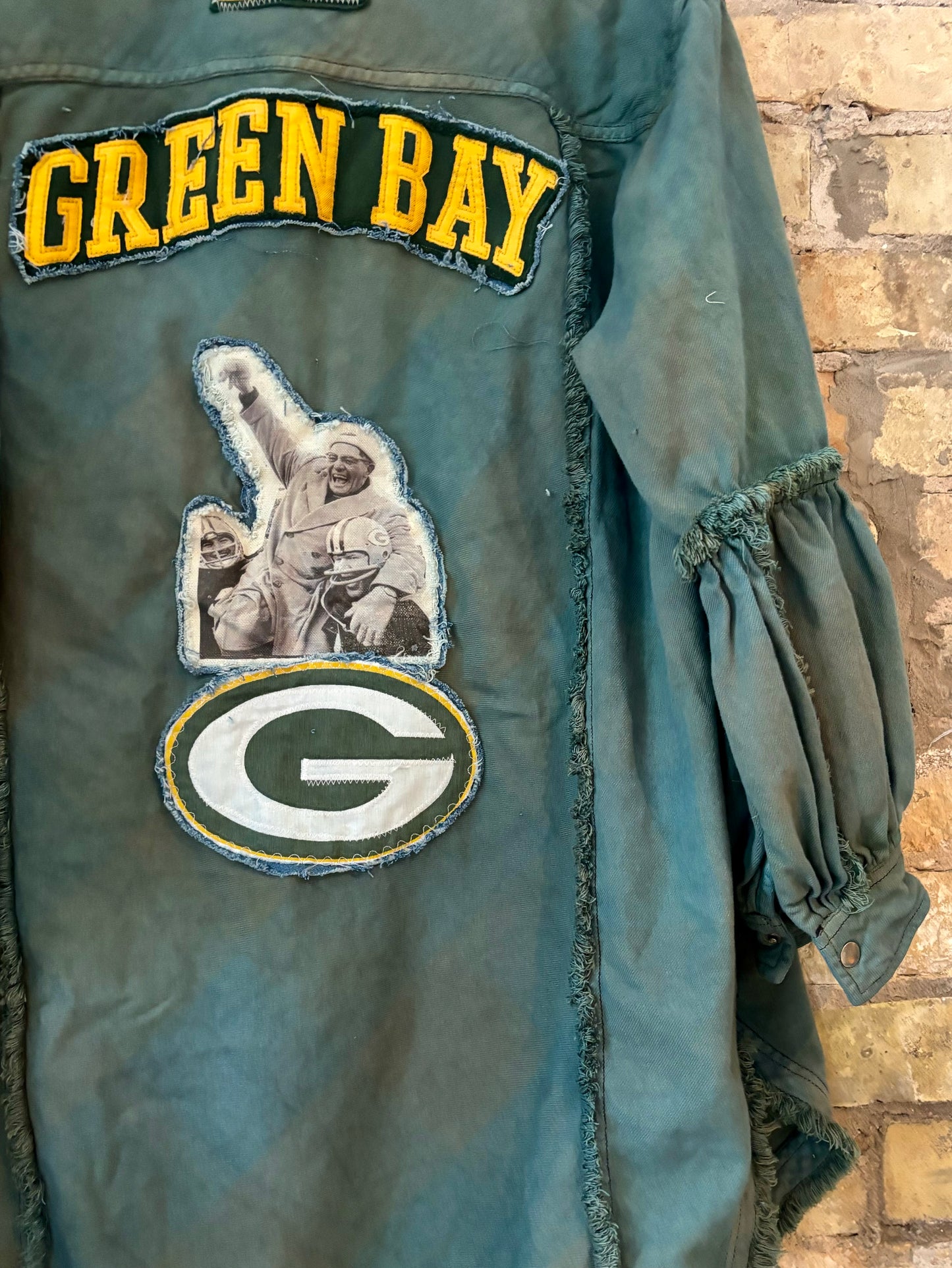 Reworked oversized distressed Game Day Flannel with Pockets