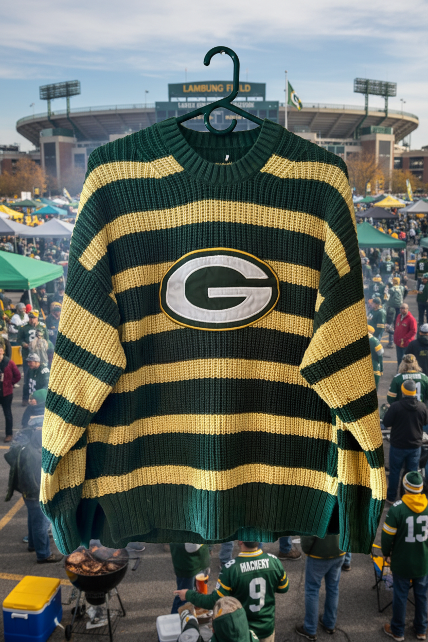 Reworked Men’s Vintage HandKnit Cotten Game Day Sweater