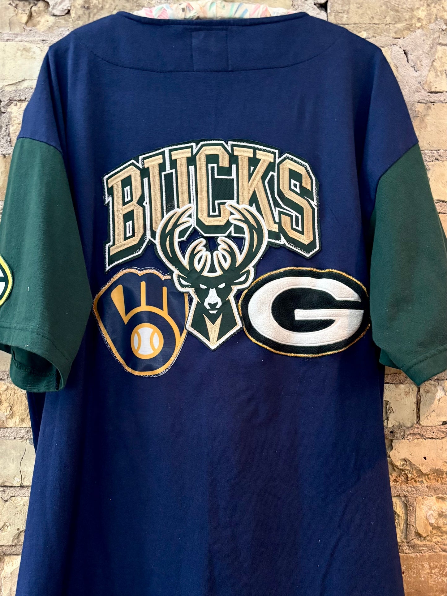 Reclaimed Vintage Wisconsin Button up Game Day Jersey