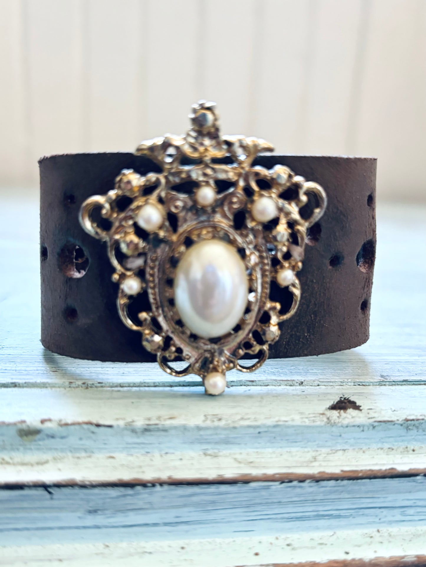 Handmade reclaimed Leather Gypsy Bracelet