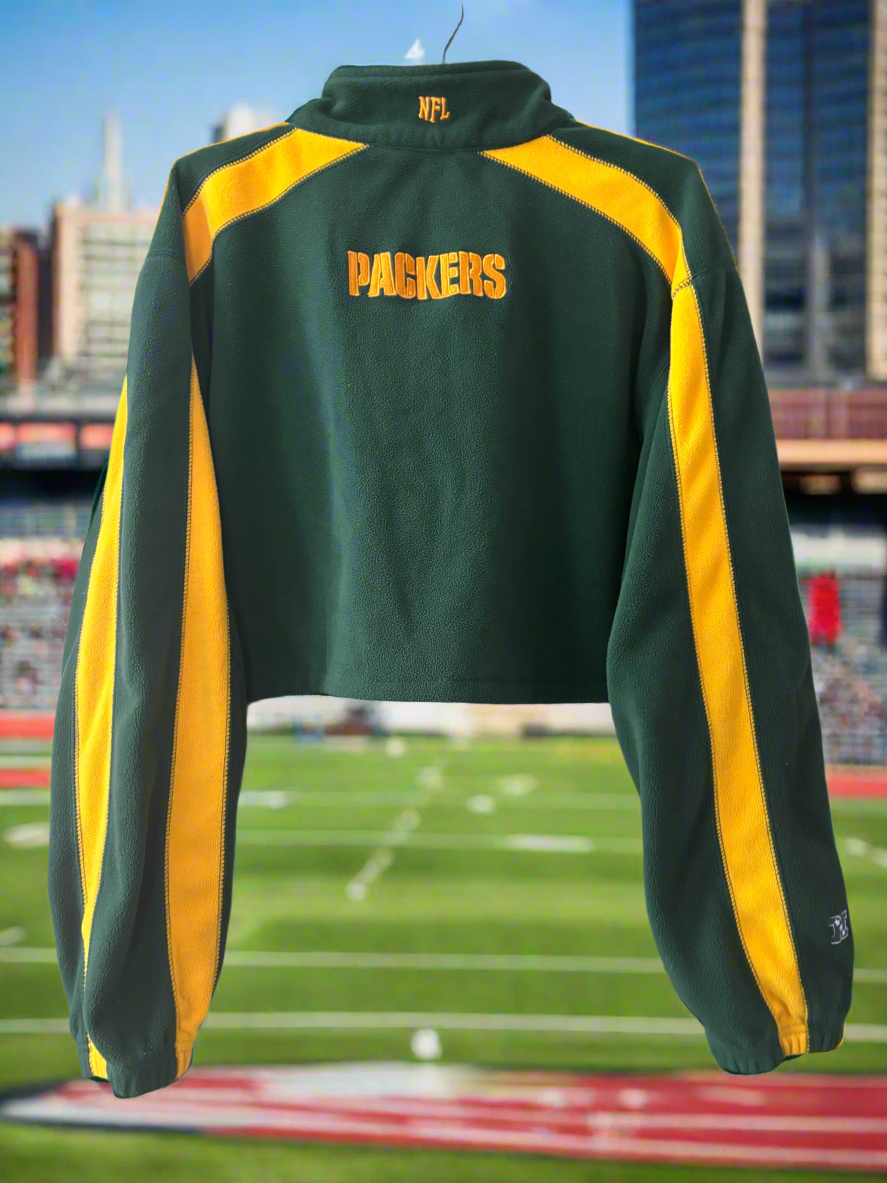 Reworked vintage Packers Color Block 1/4 Zip Cropped Fleece