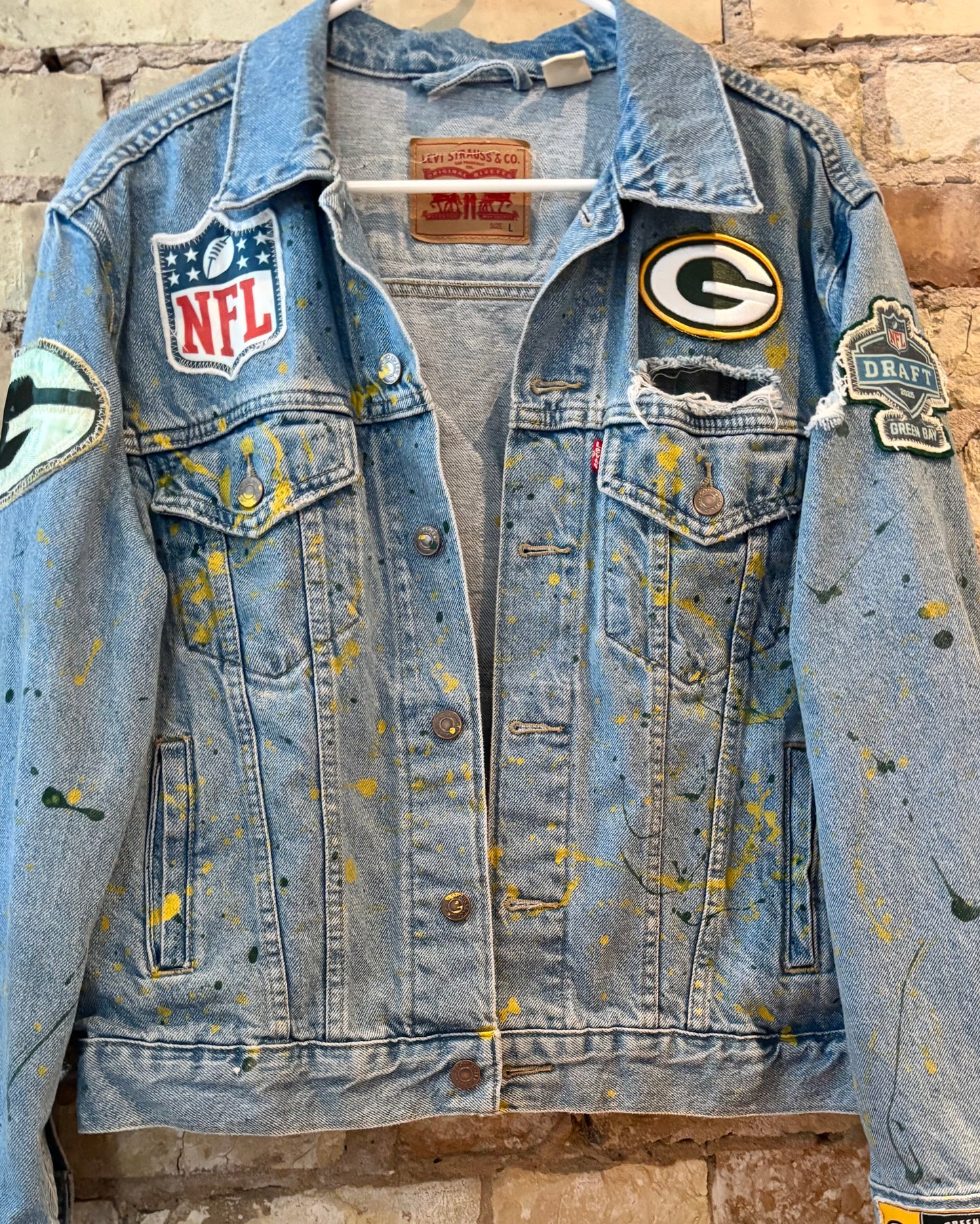 Reworked Vintage Levi Stone Washed Game Day Denim Jean Jacket