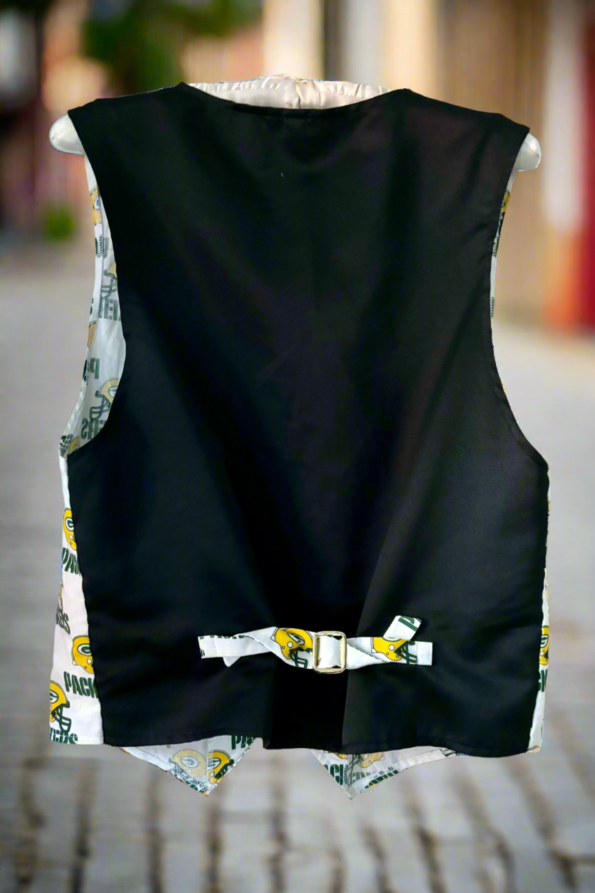 Reworked 80’s Hand Made Packers 3 button tuxedo Vest