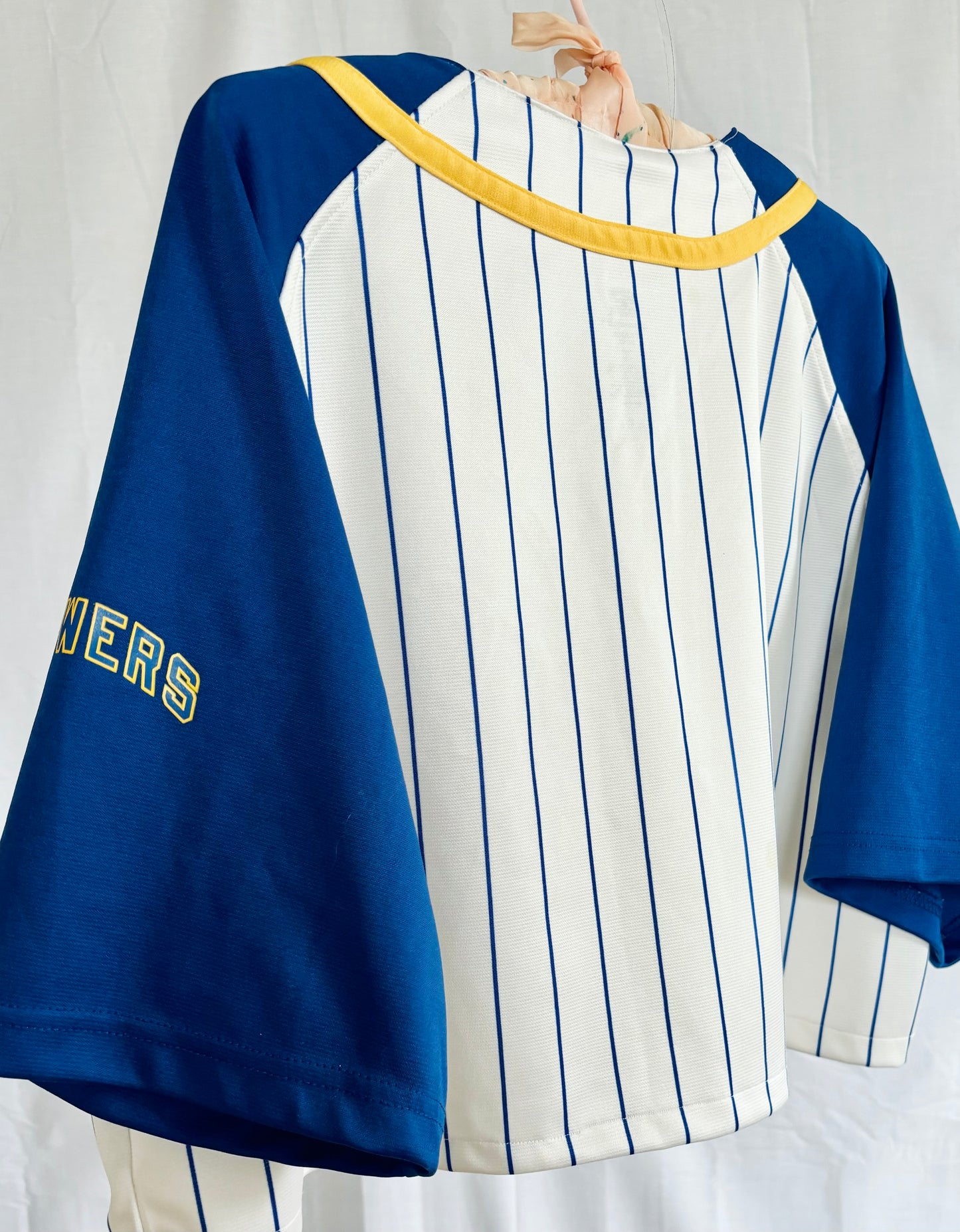 Reworked Retro striped Milwaukee Brewers Cropped Jersey