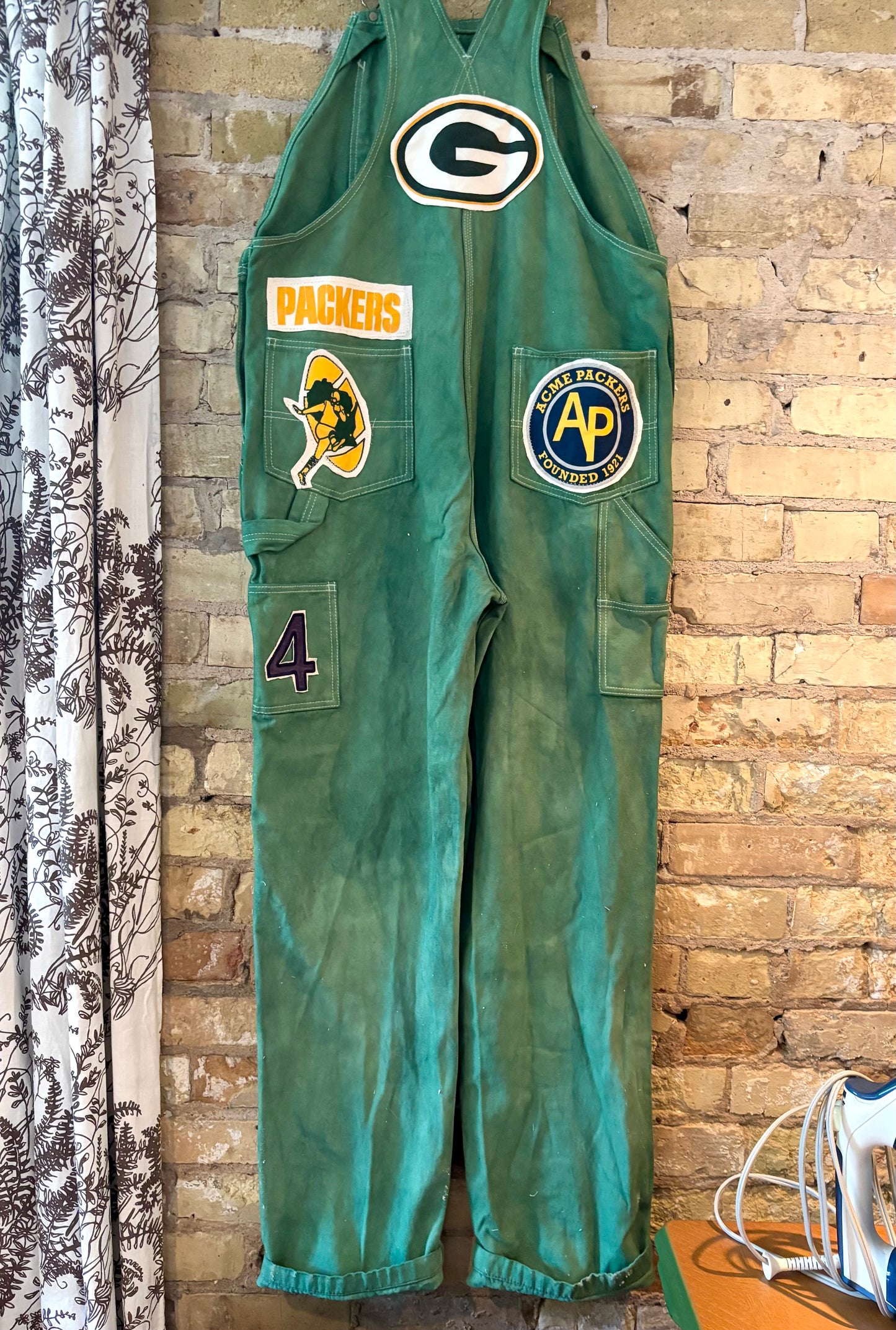 Reworked over dyed Vintage Game Day Bib Overalls