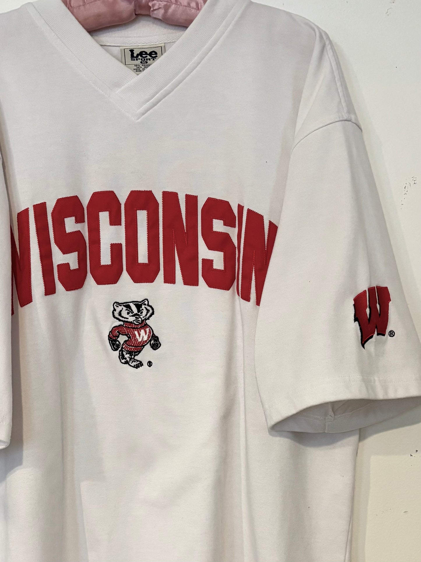 Rare Vintage Wisconsin Badgers V Neck Jersey Shirt