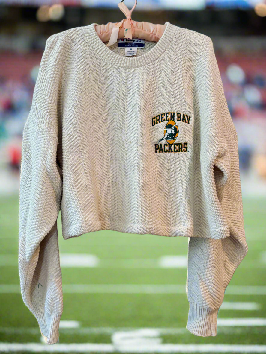 Reworked Packers 90’s handKnit oversized Cotton Sweater