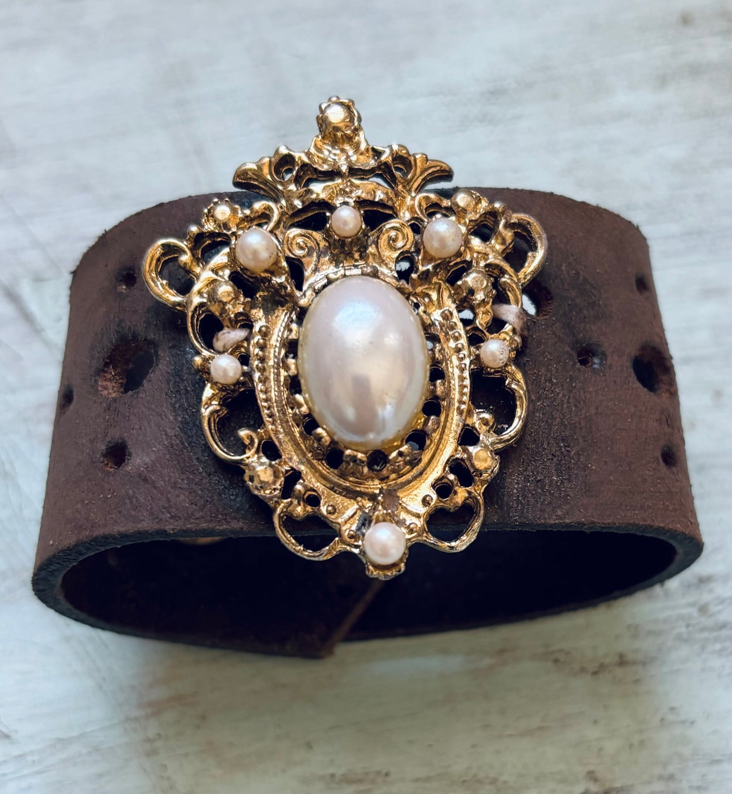 Handmade reclaimed Leather Gypsy Bracelet