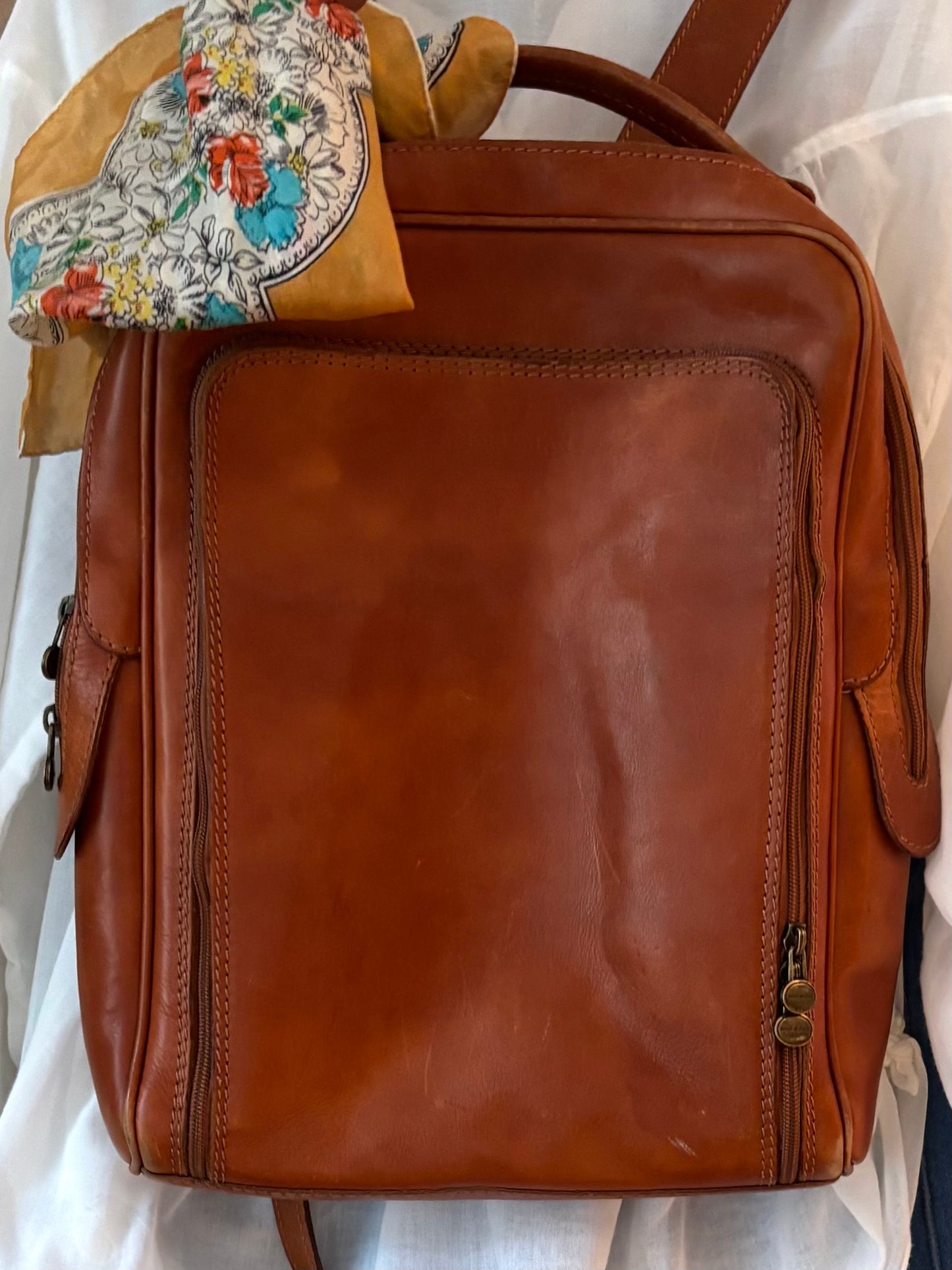 Vintage 70’s Distressed leather Backpack Purse Boho Bag