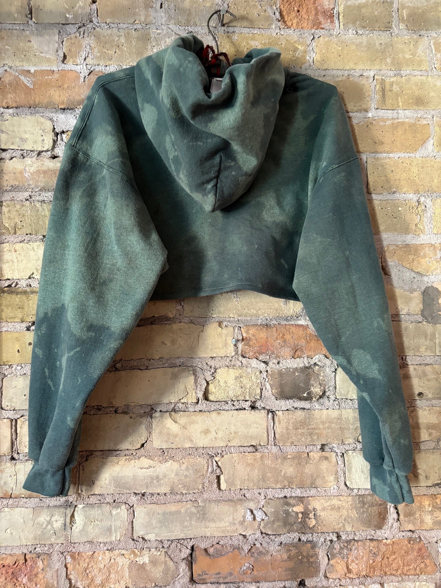 Reworked Packers over dyed distressed Cropped Hoodie