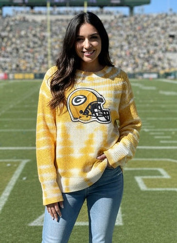 Reworked HandKnit Cotton Game Day Sweater