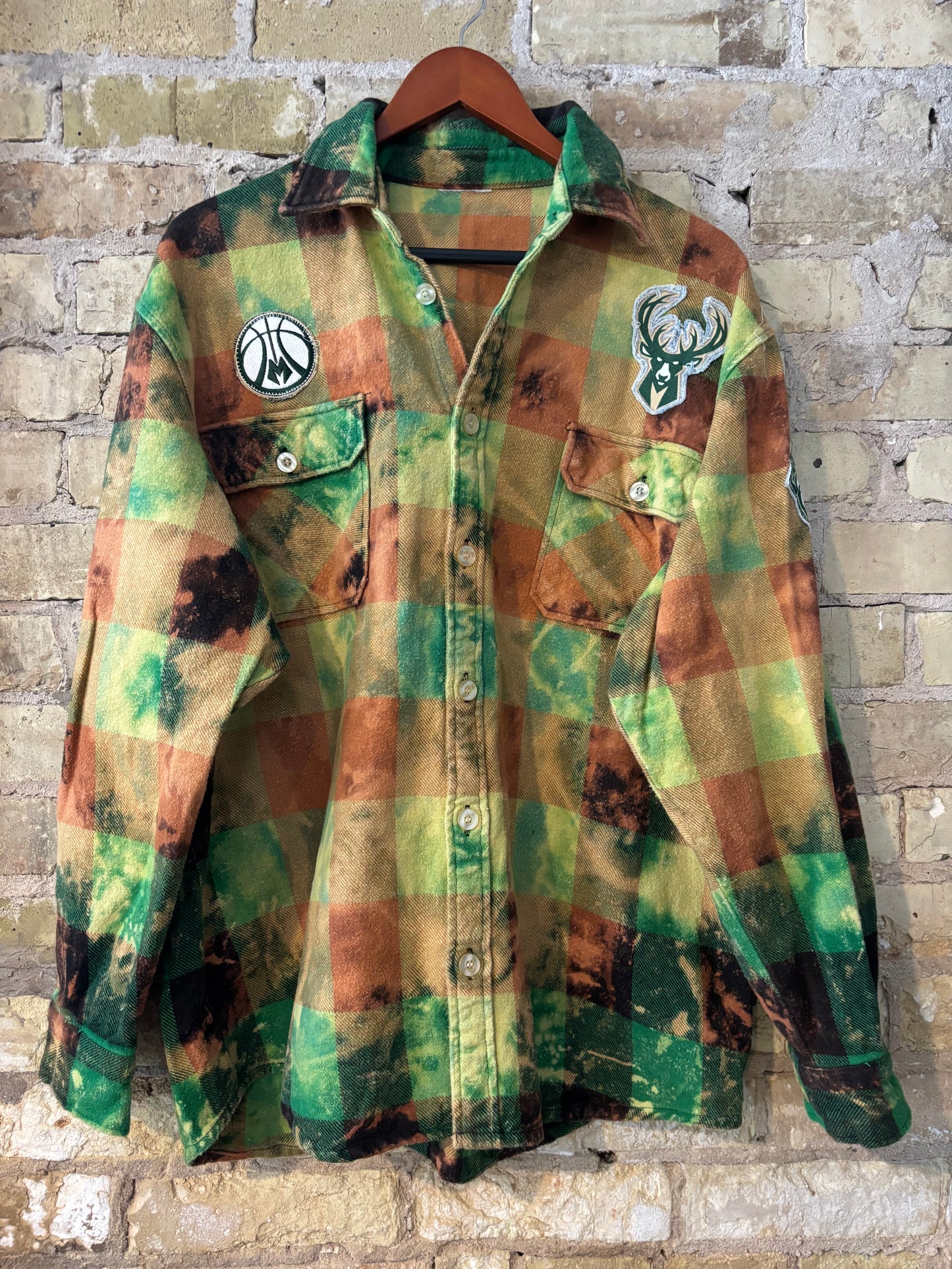 Vintage Distressed Bucks Game Day Flannel