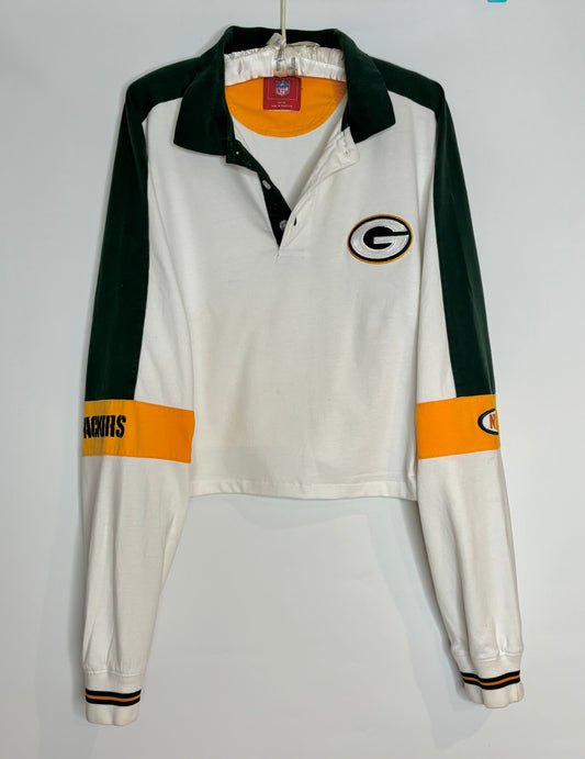 Retro 90’s Packers  Low Crop Color Block Polo Shirt