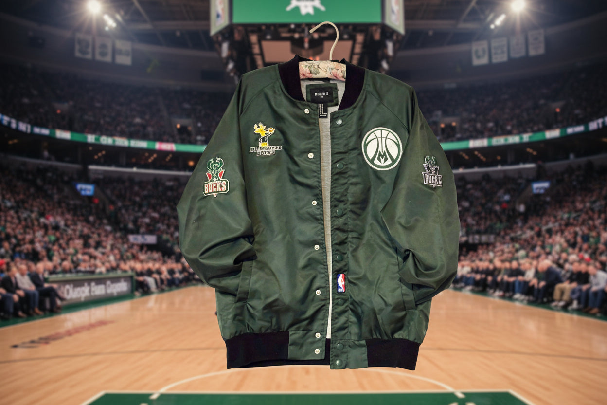 Black Satin GameDay Varsity Bomber Jacket