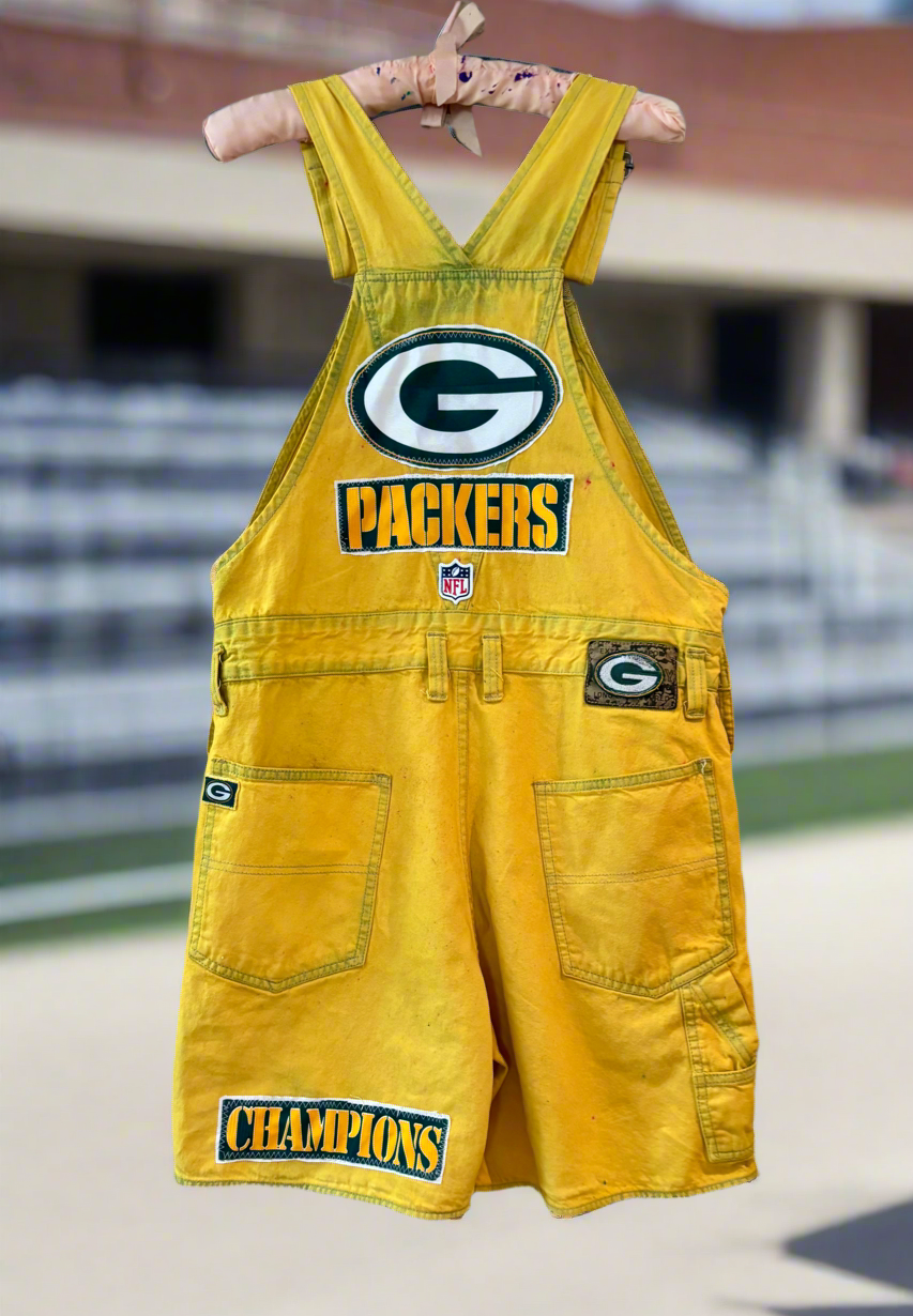 Reworked retro over dyed Game Day Bib Overall Cutoffs