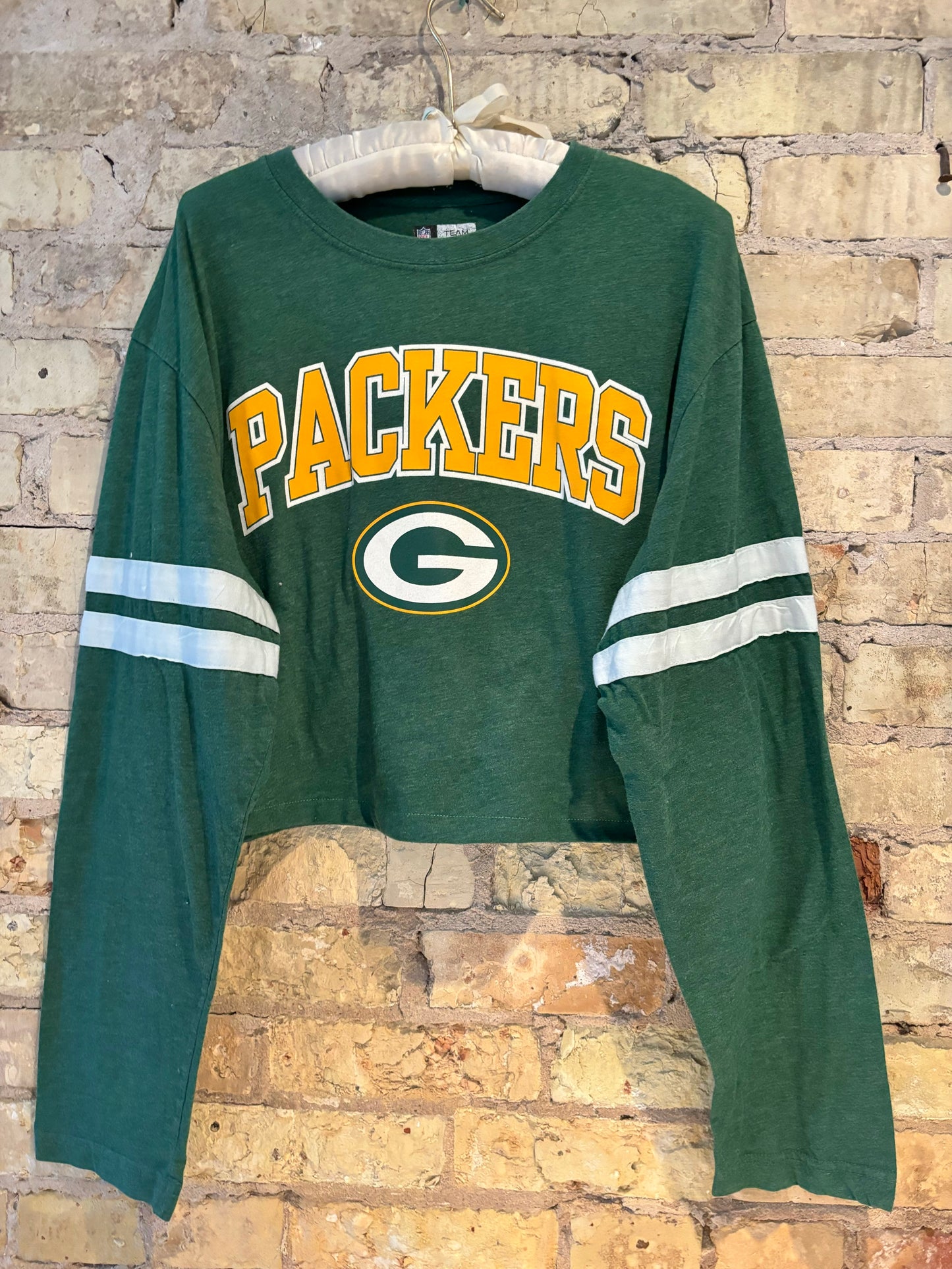 Reworked Packers Throwback crop Top Jersey Tee