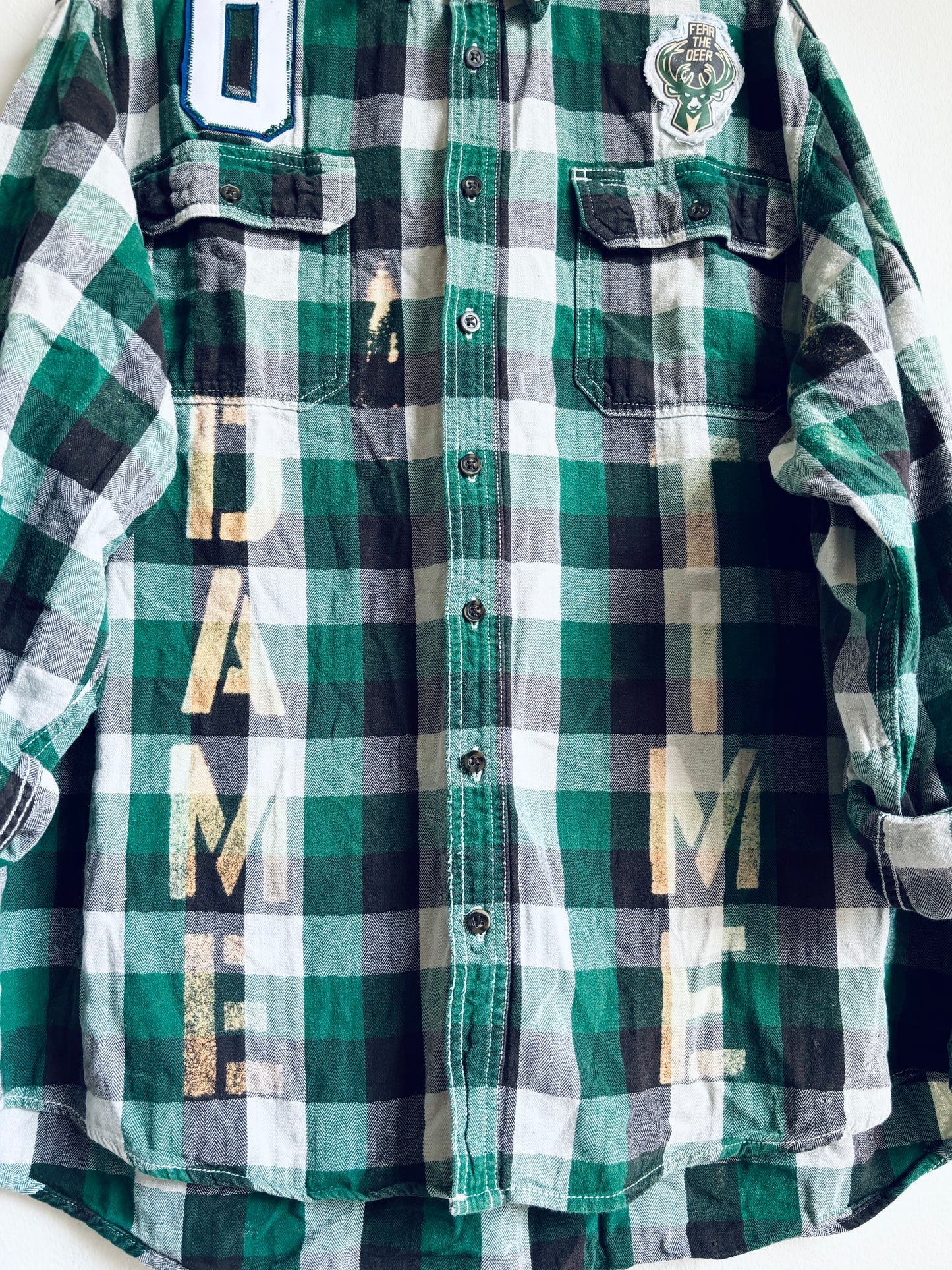 Reworked distressed Game Day Jersey Flannel Shirt