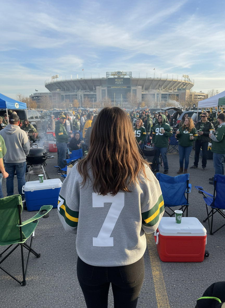 Reworked Packers retro cropped Jersey crewneck