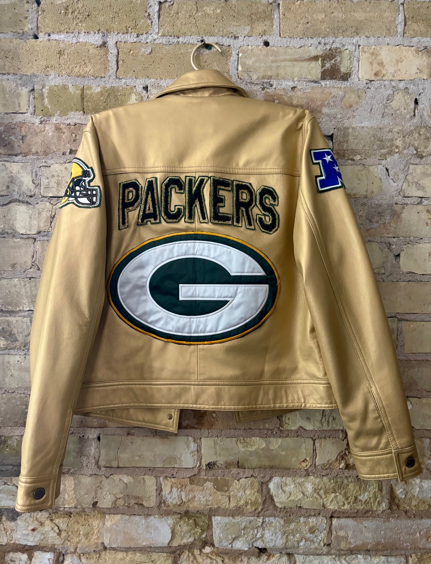 Metallic Gold Game Day Leather Jacket
