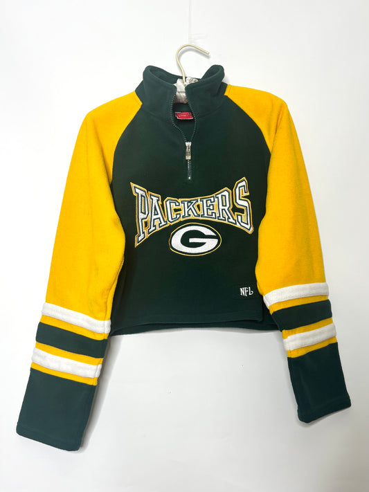 Vintage Packers 1/4 Zip cropped Color Block Pullover