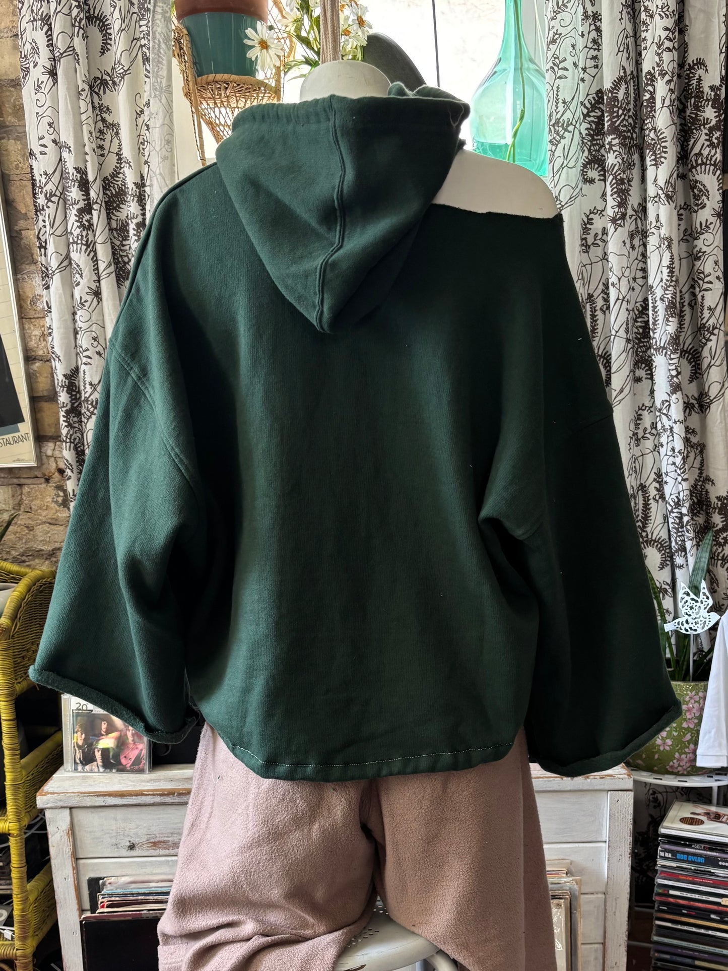 Reworked Packers Retro Cropped One Shoulder oversized Hoodie
