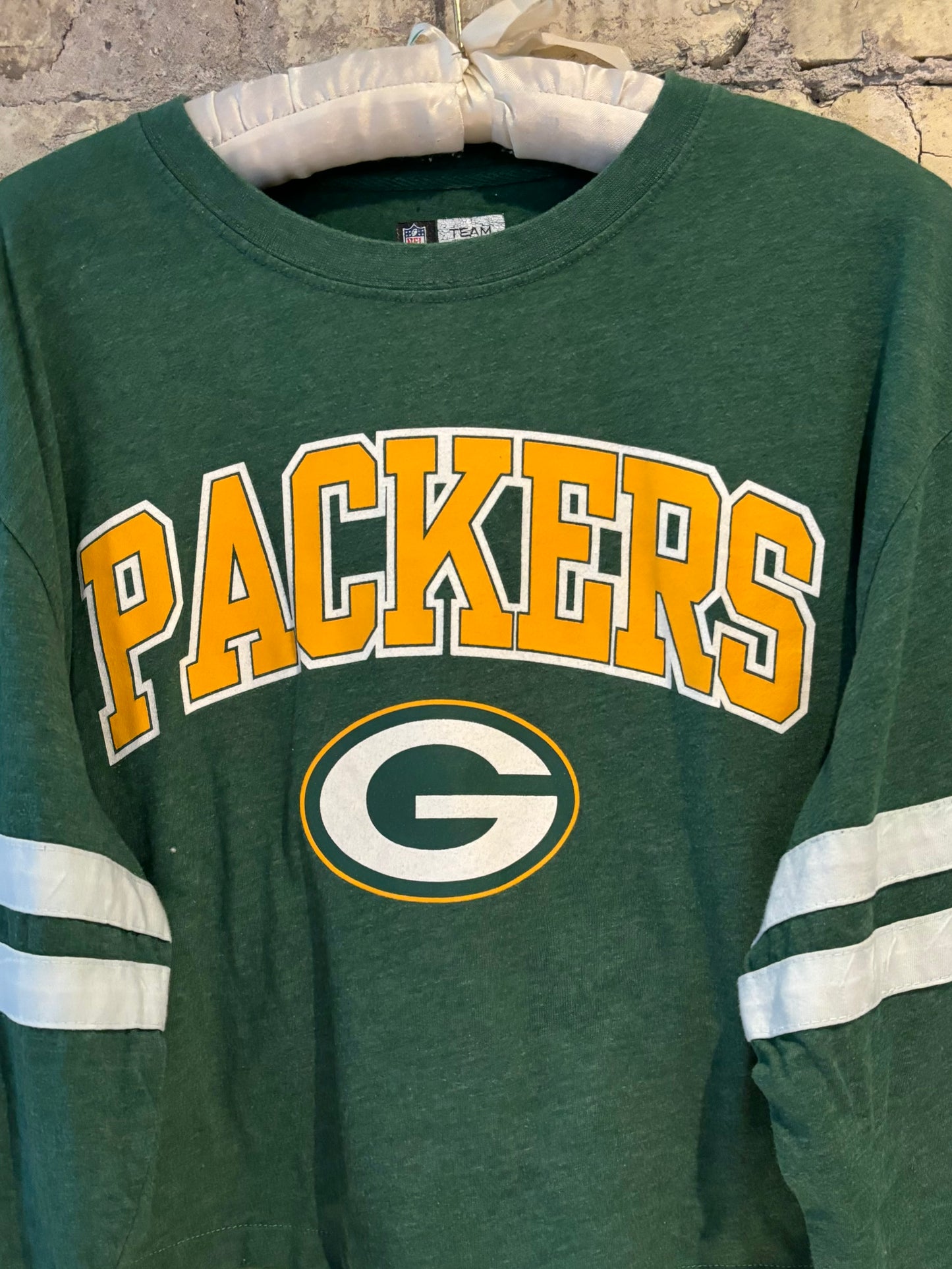 Reworked Packers Throwback crop Top Jersey Tee