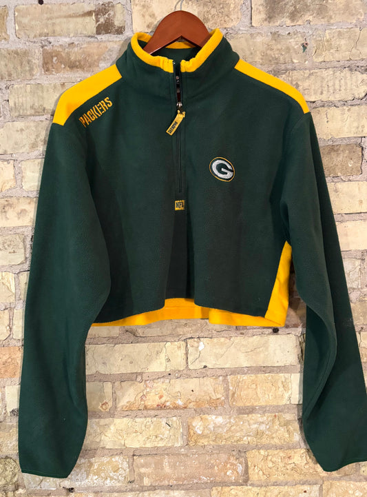 Vintage Packers 1/4 Zip Cropped Fleece Pullover