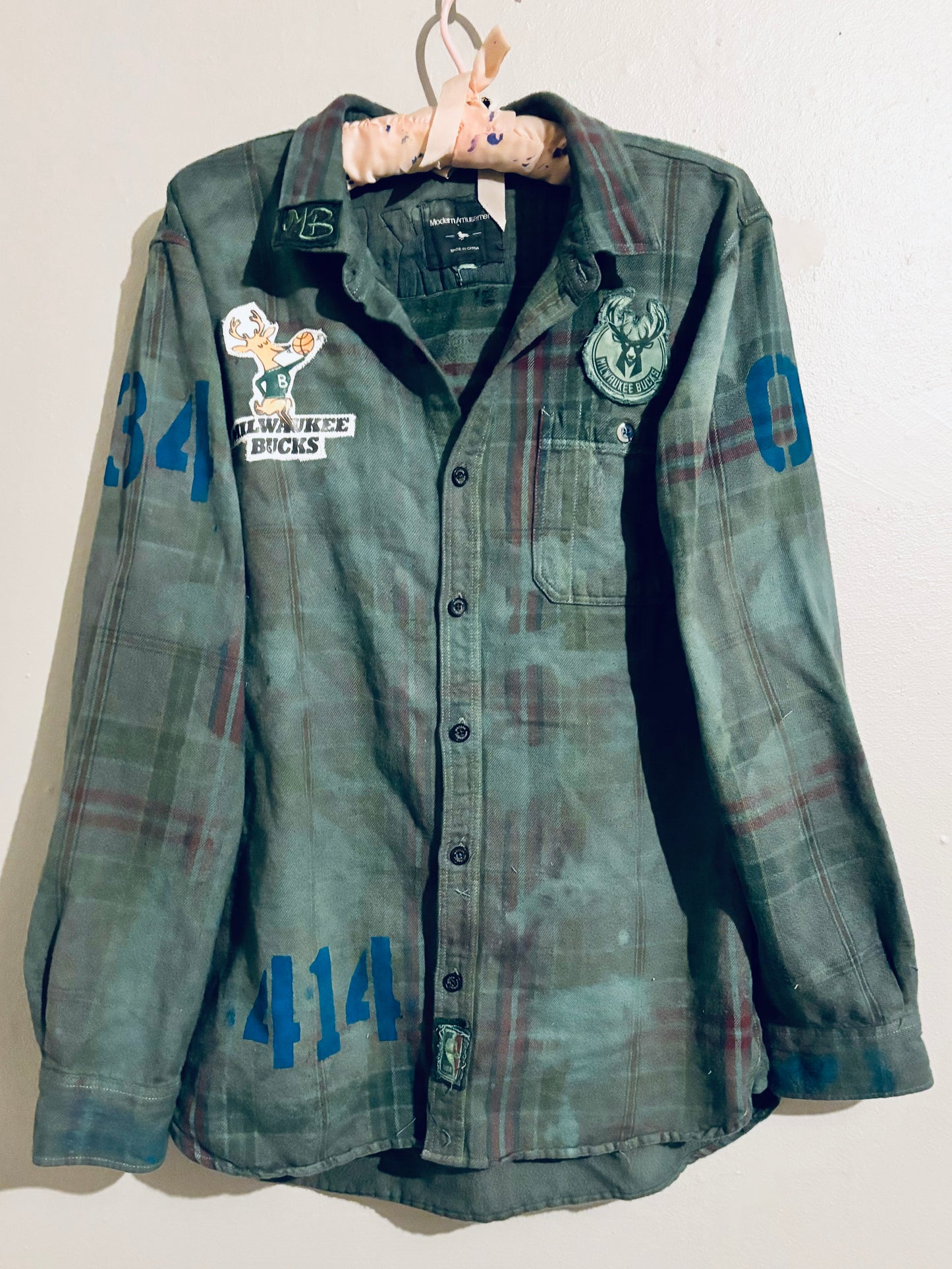 Reworked over dyed distressed Game Day Flannel