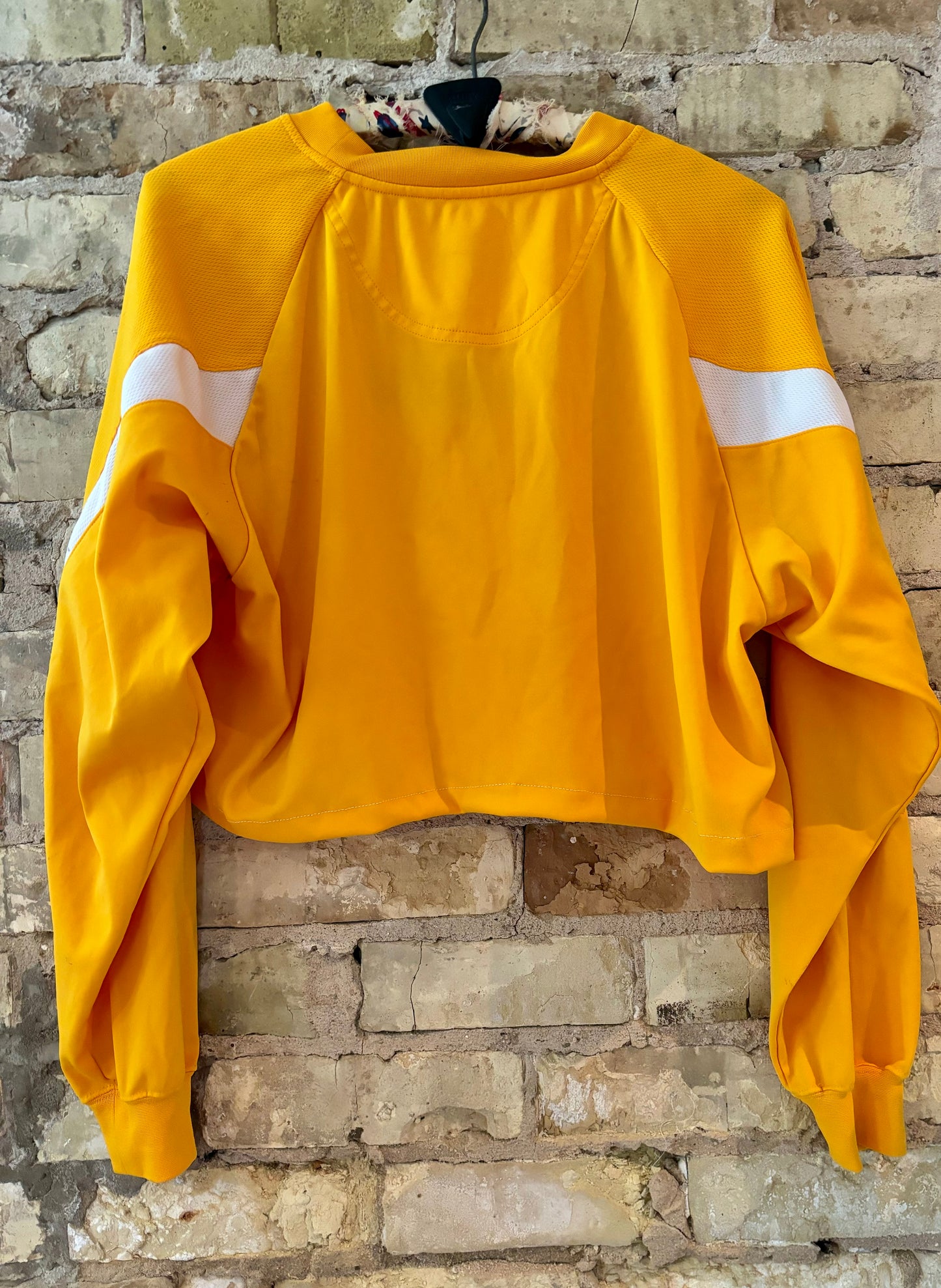 Reworked 90s Yellow Jersey Knit Cropped crewneck