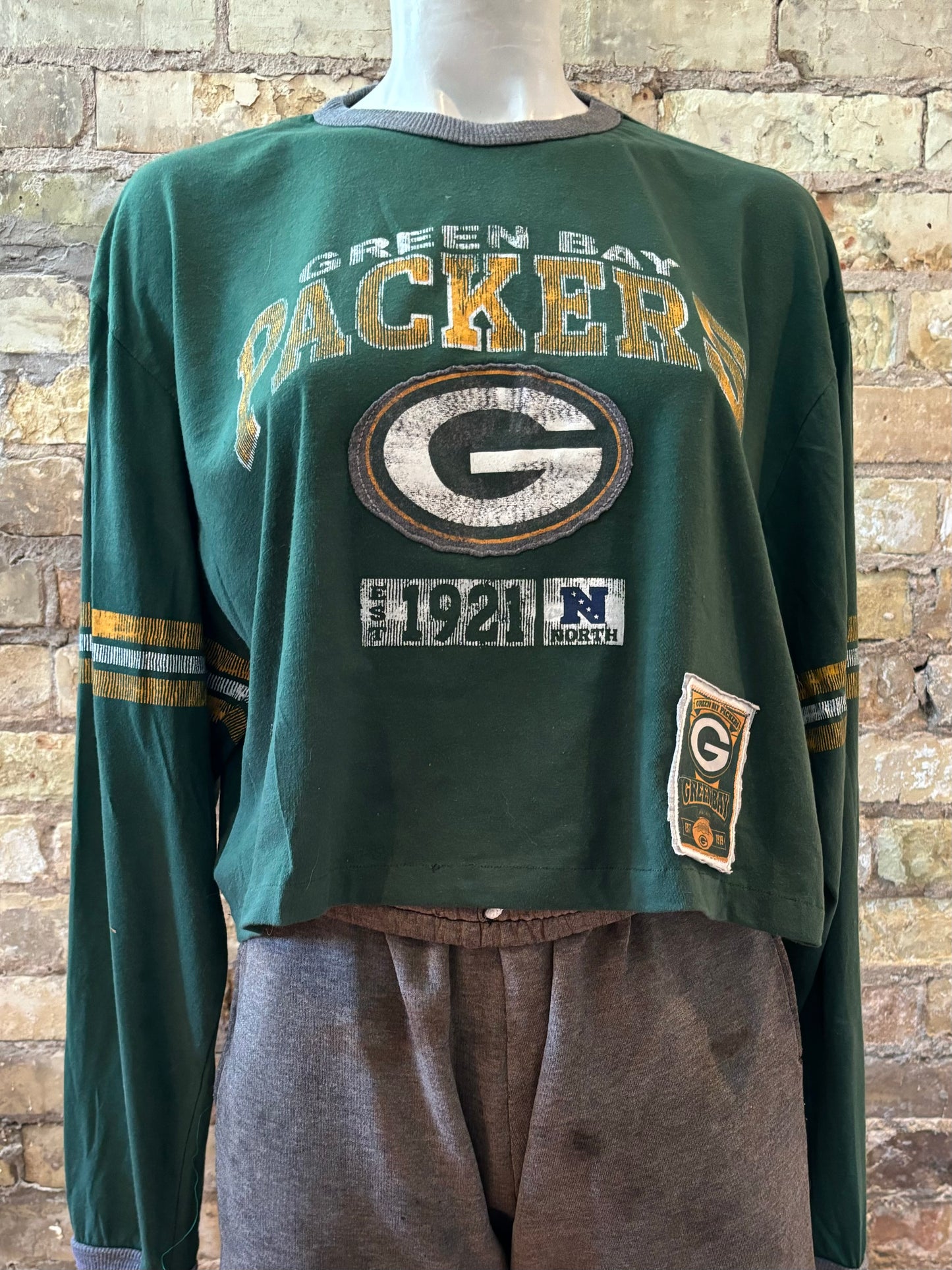 Reworked Green Bay Packers cropped Throwback Crewneck Tee