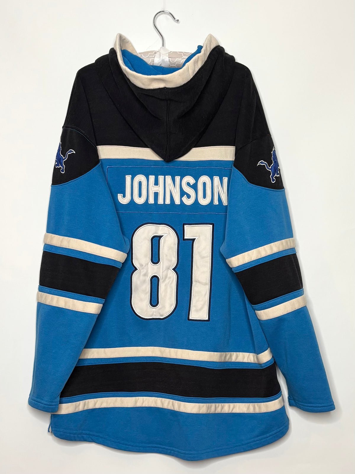 Rare Vintage Detroit Lions Throwback Hockey Johnson Jersey Tee