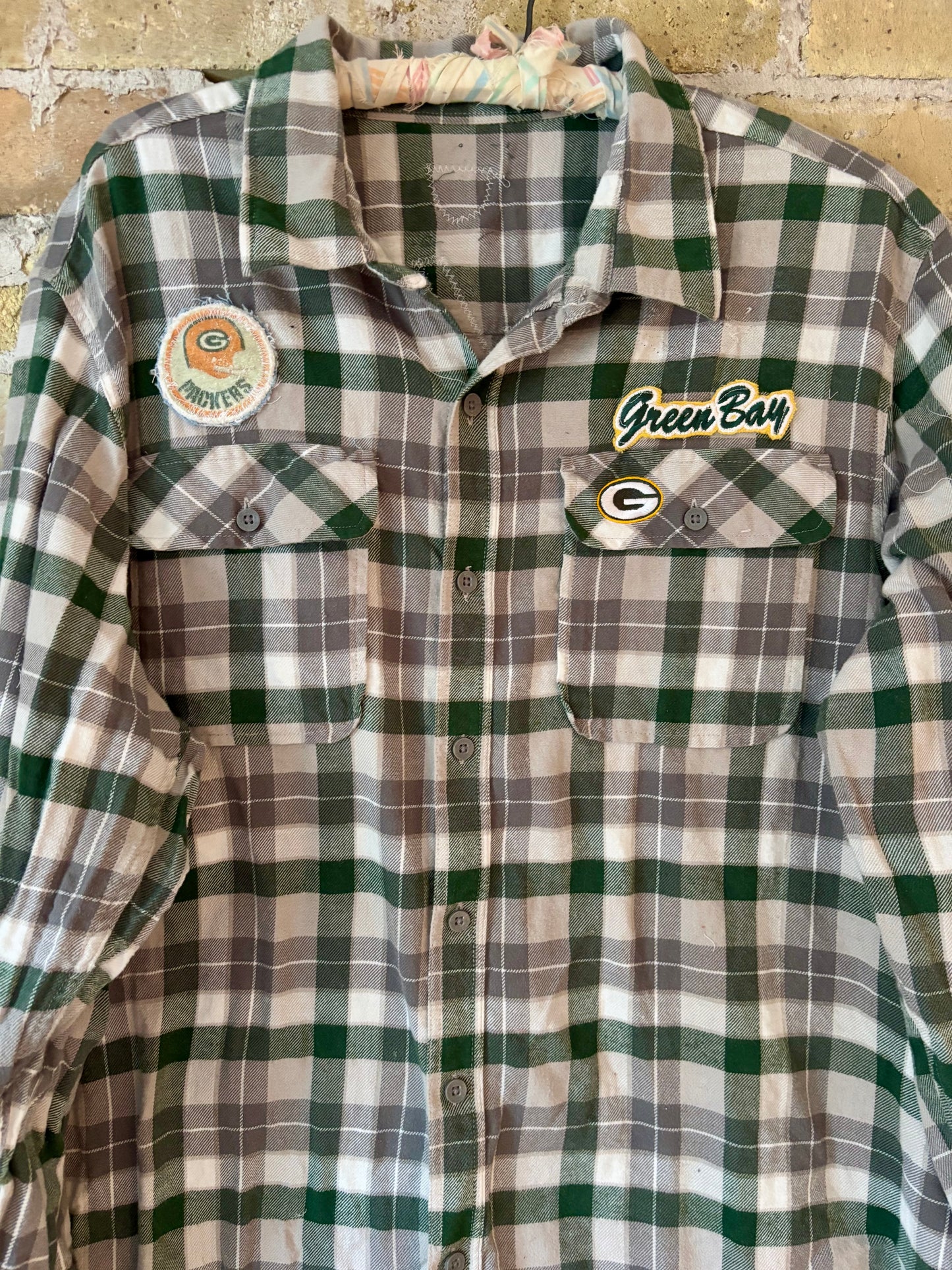 Reworked Packers Oversized Game Day Flannel Shirt