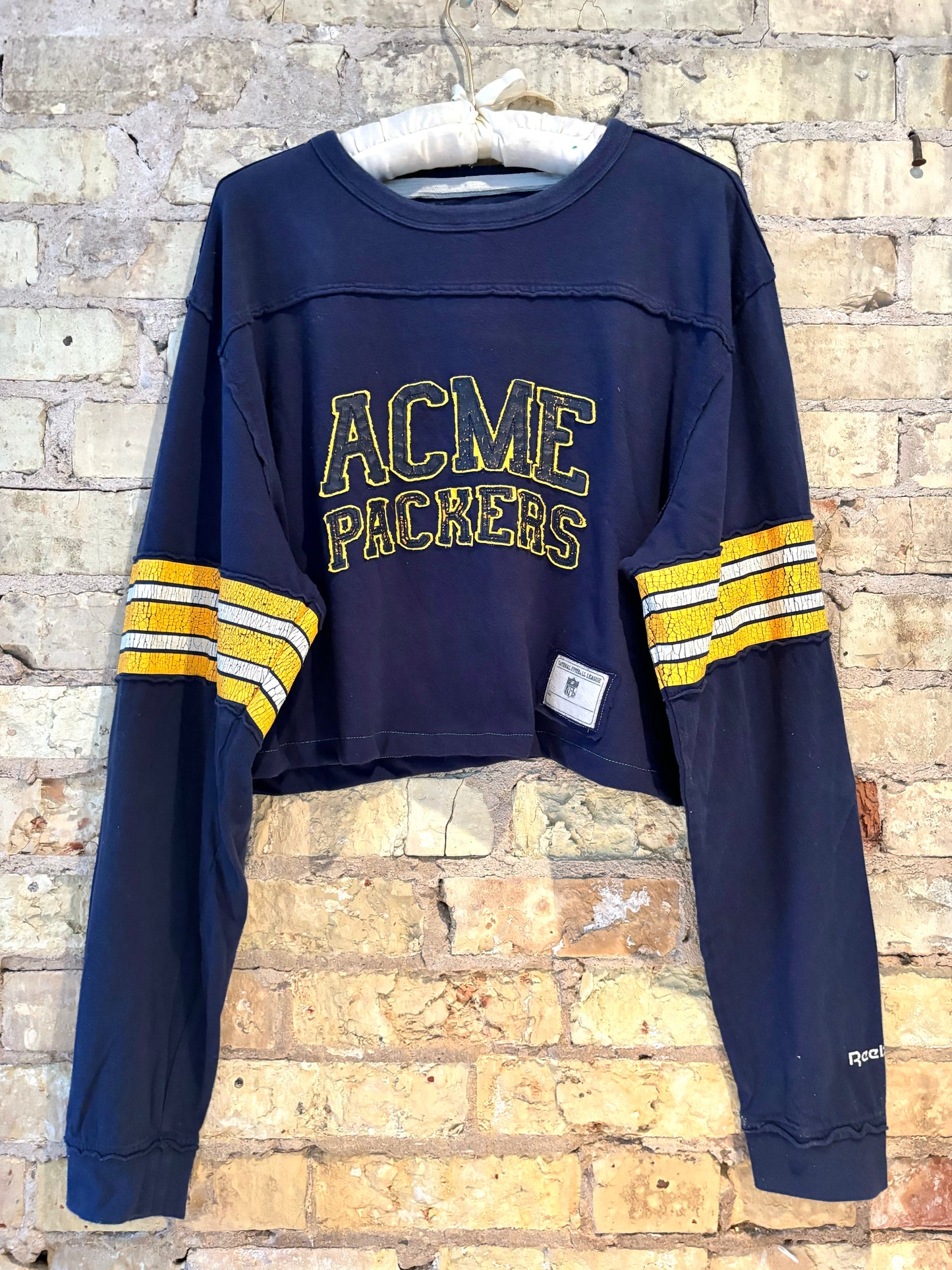 Reworked Reebok ACME Packers cropped Throwback Jersey Tee