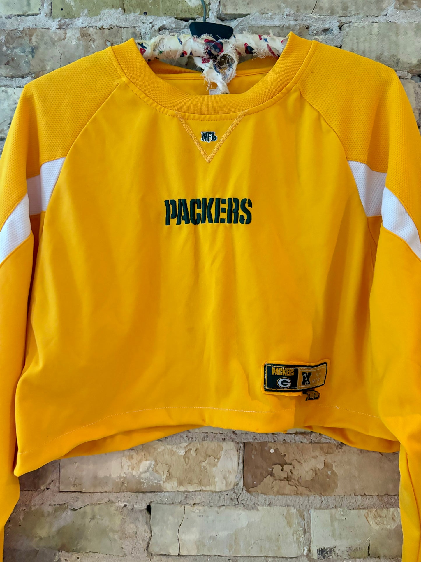 Reworked 90s Yellow Jersey Knit Cropped crewneck