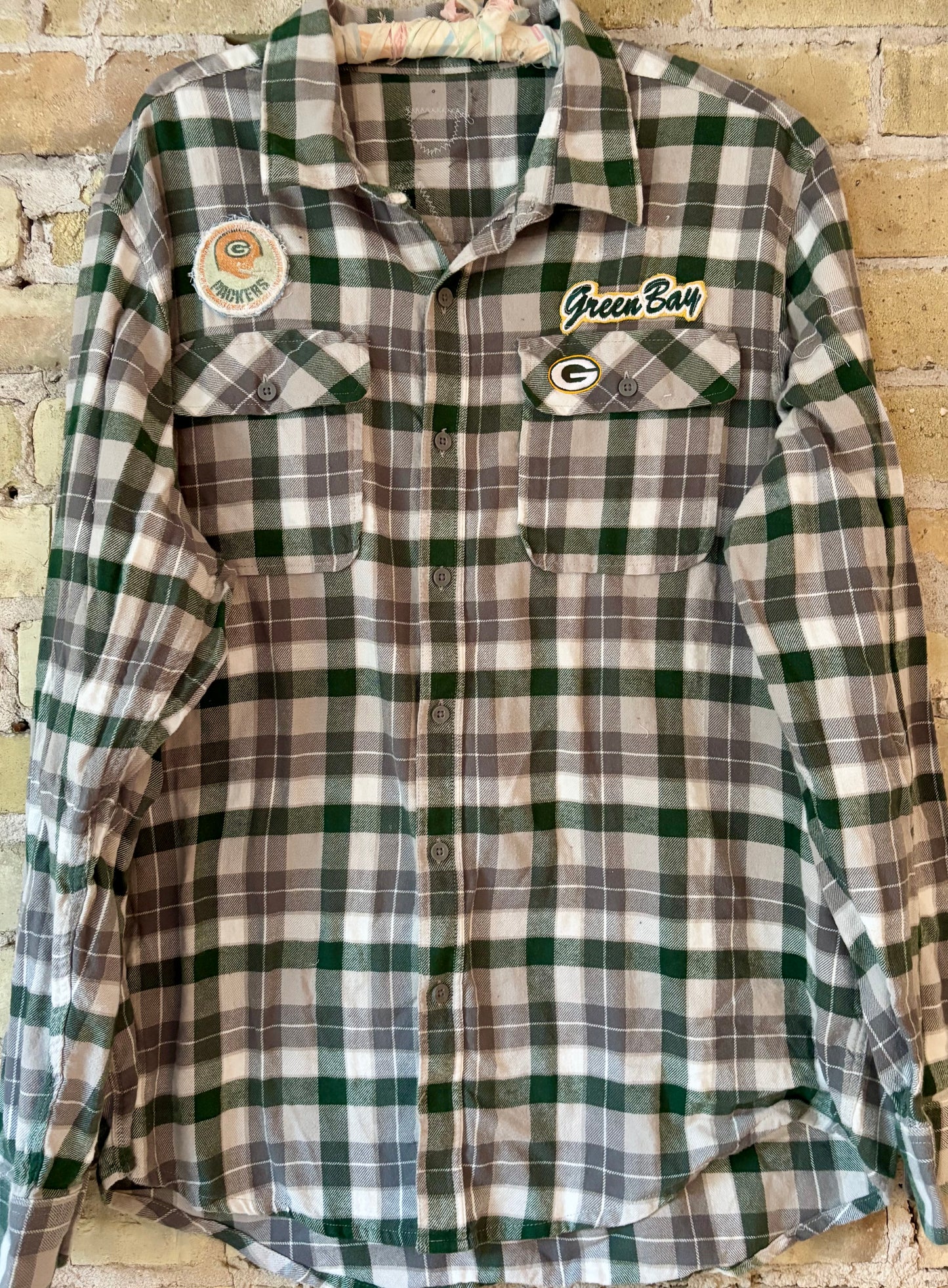 Reworked Packers Oversized Game Day Flannel Shirt