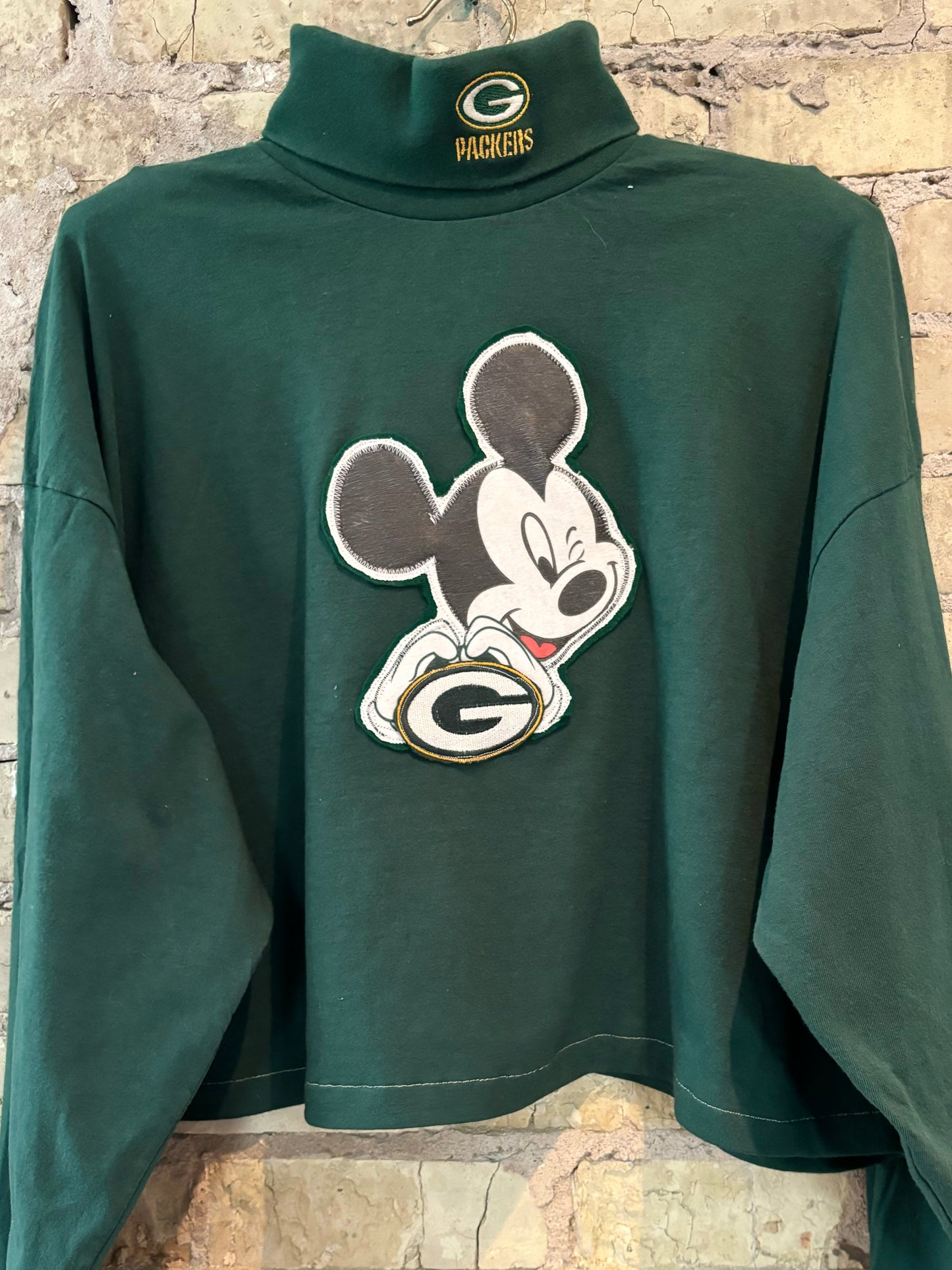 Reworked Retro 90s Packers NFL crop top Turtle Neck