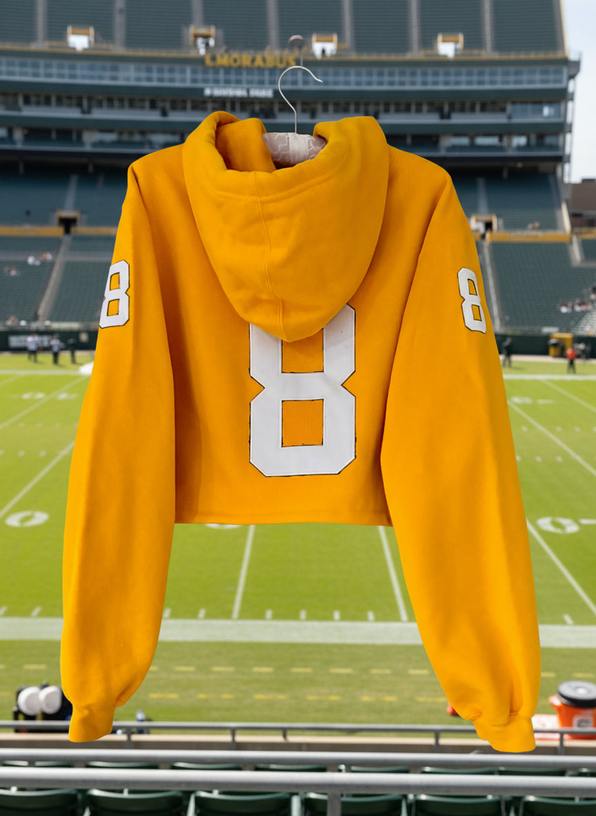 Reworked Packers retro Yellow cropped Jersey Hoodie