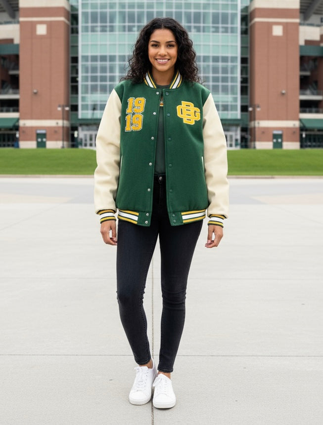 Vintage Green Bay Packers Throwback varsity Bomber Jacket