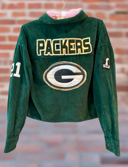 Reworked over dyed Cropped Corduroy Game Day Jacket