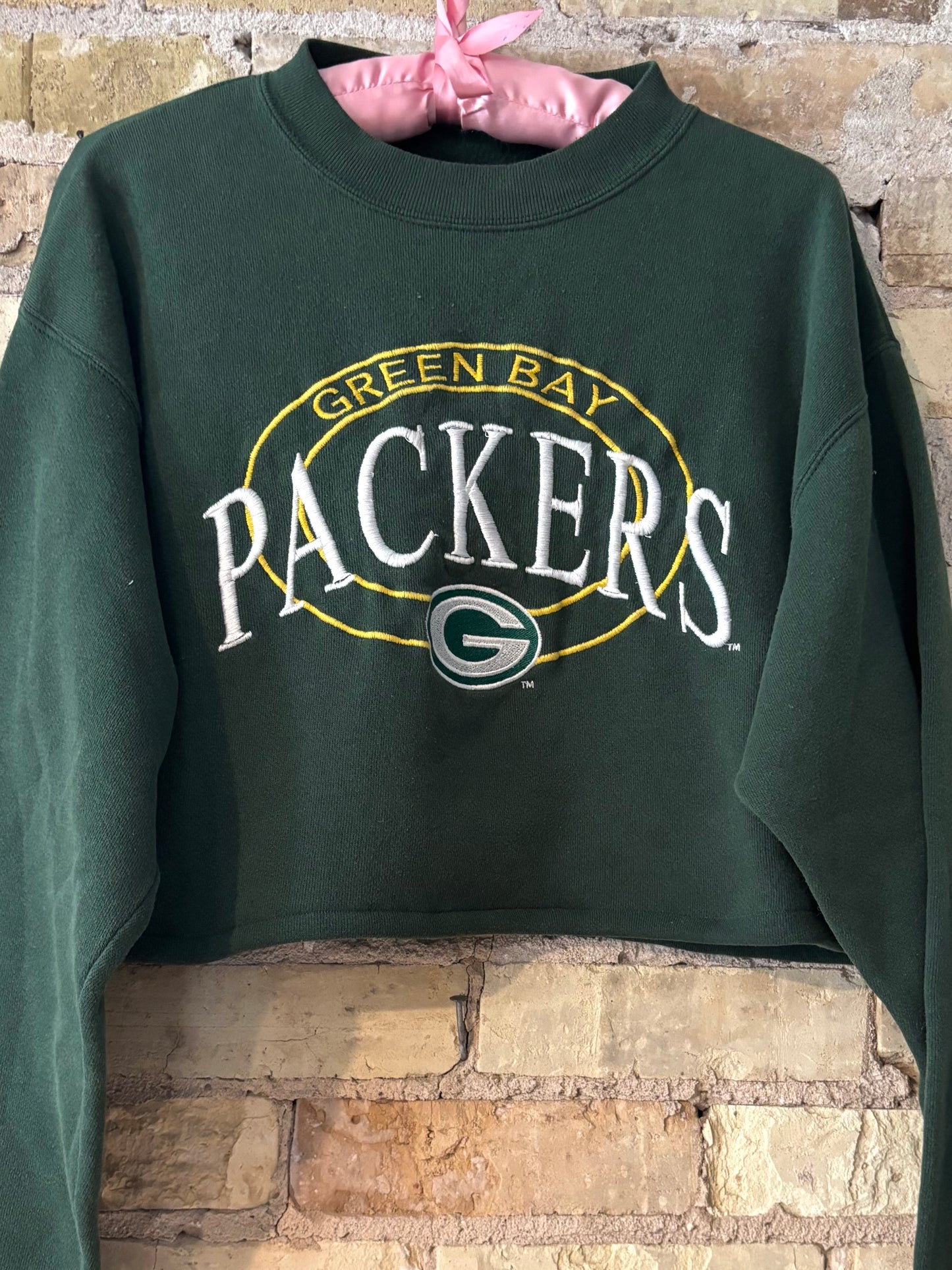 Vintage 90s Green Bay Packers Embroidered  Cropped Crewneck