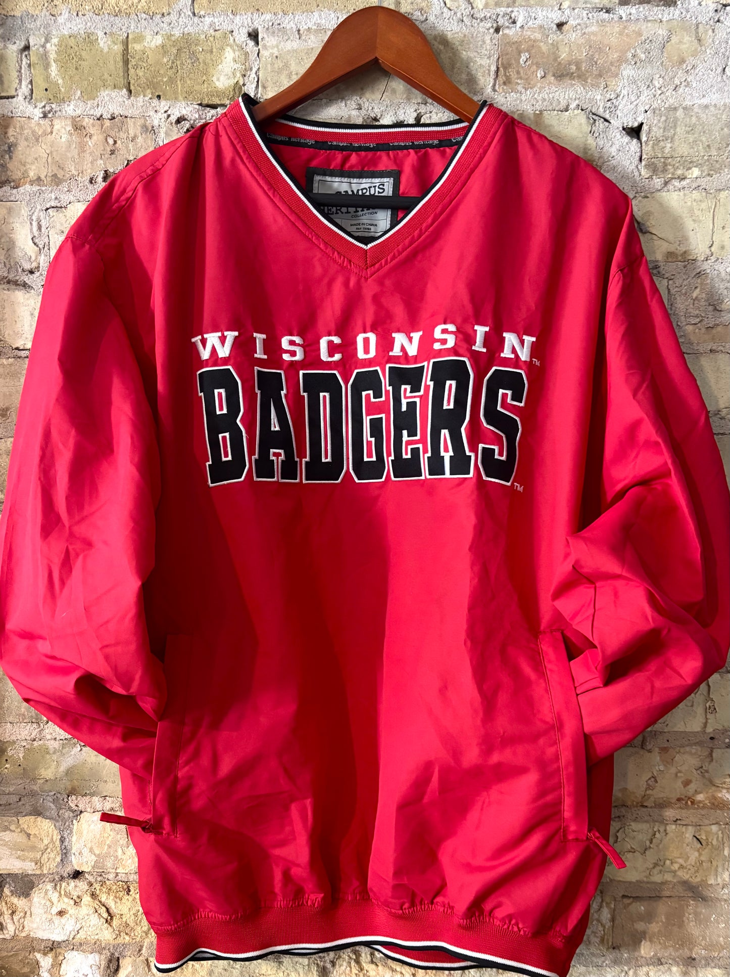Vintage Badgers Retro V Neck Windbreaker Pullover