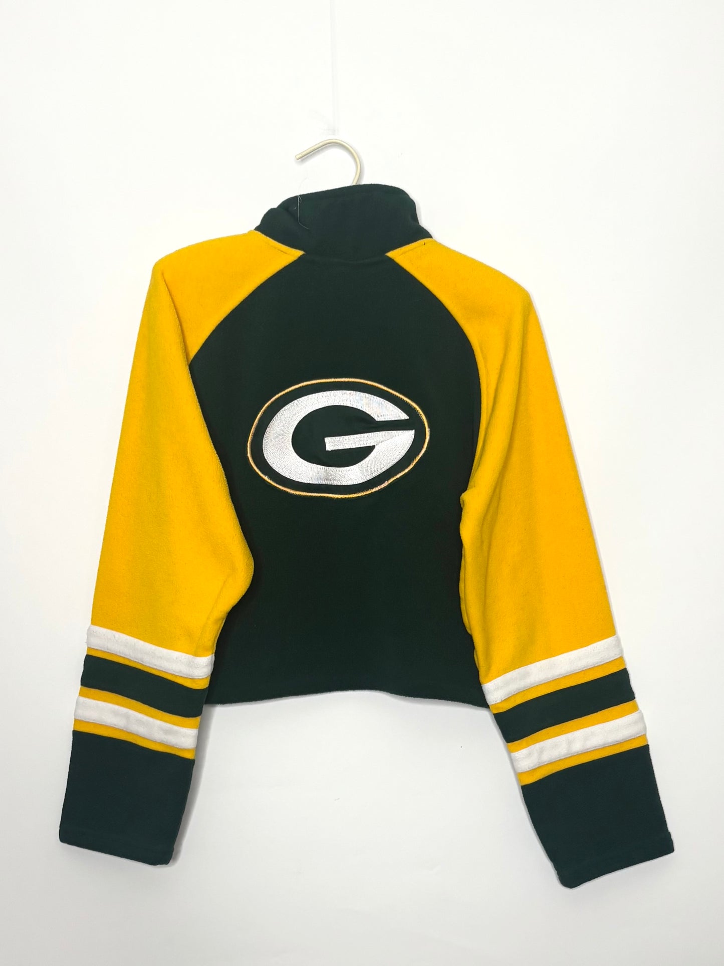 Vintage Packers 1/4 Zip cropped Color Block Pullover
