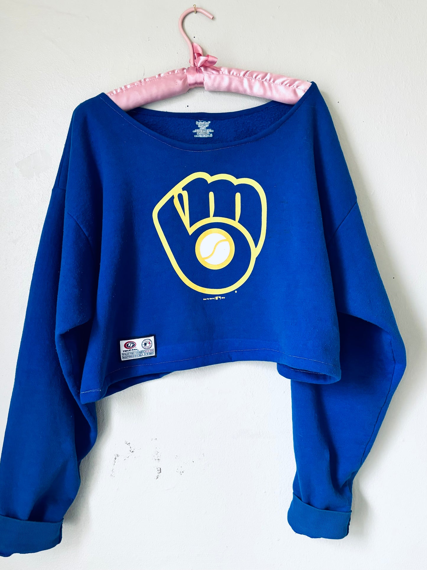 Reworked  Retro Milwaukee Brewers Cropped Crewneck Sweatshirt