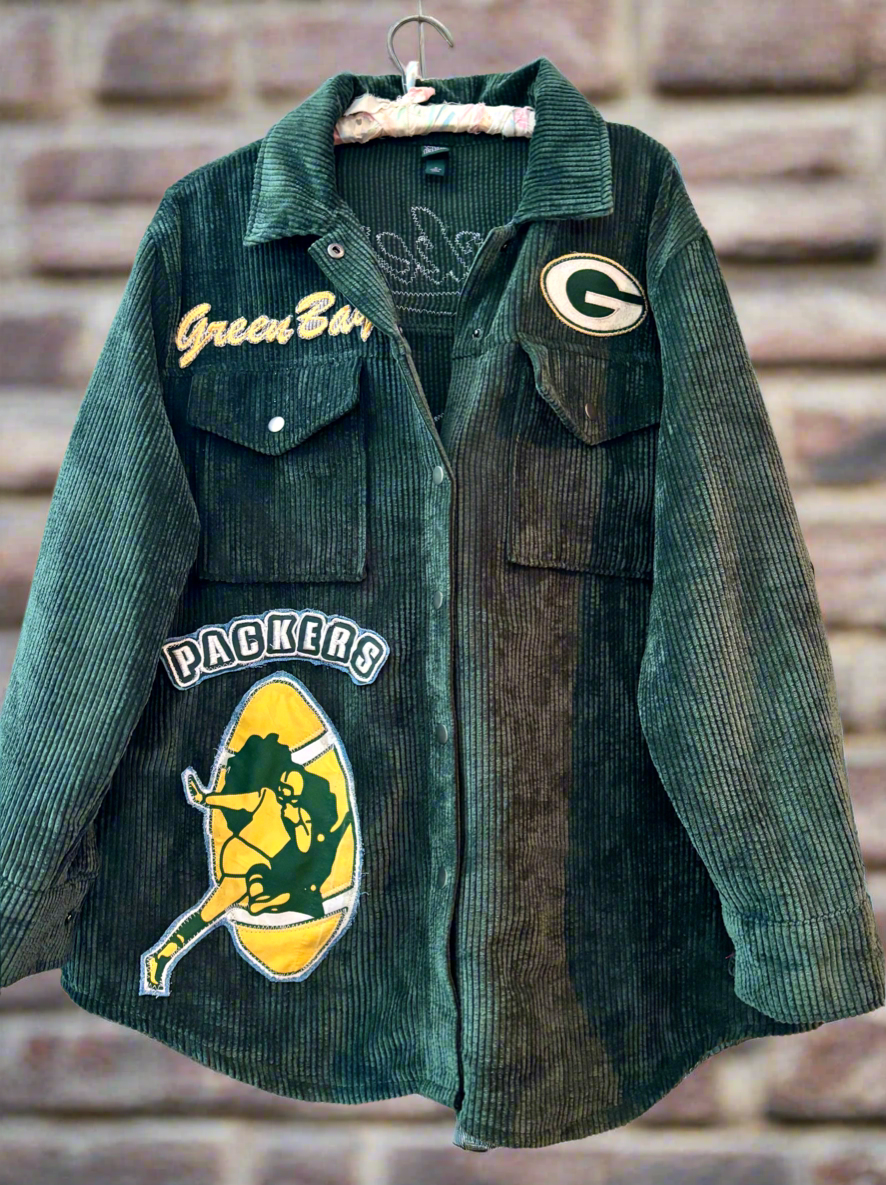 Reworked Snap up Corduroy Game Day Shirt Jacket
