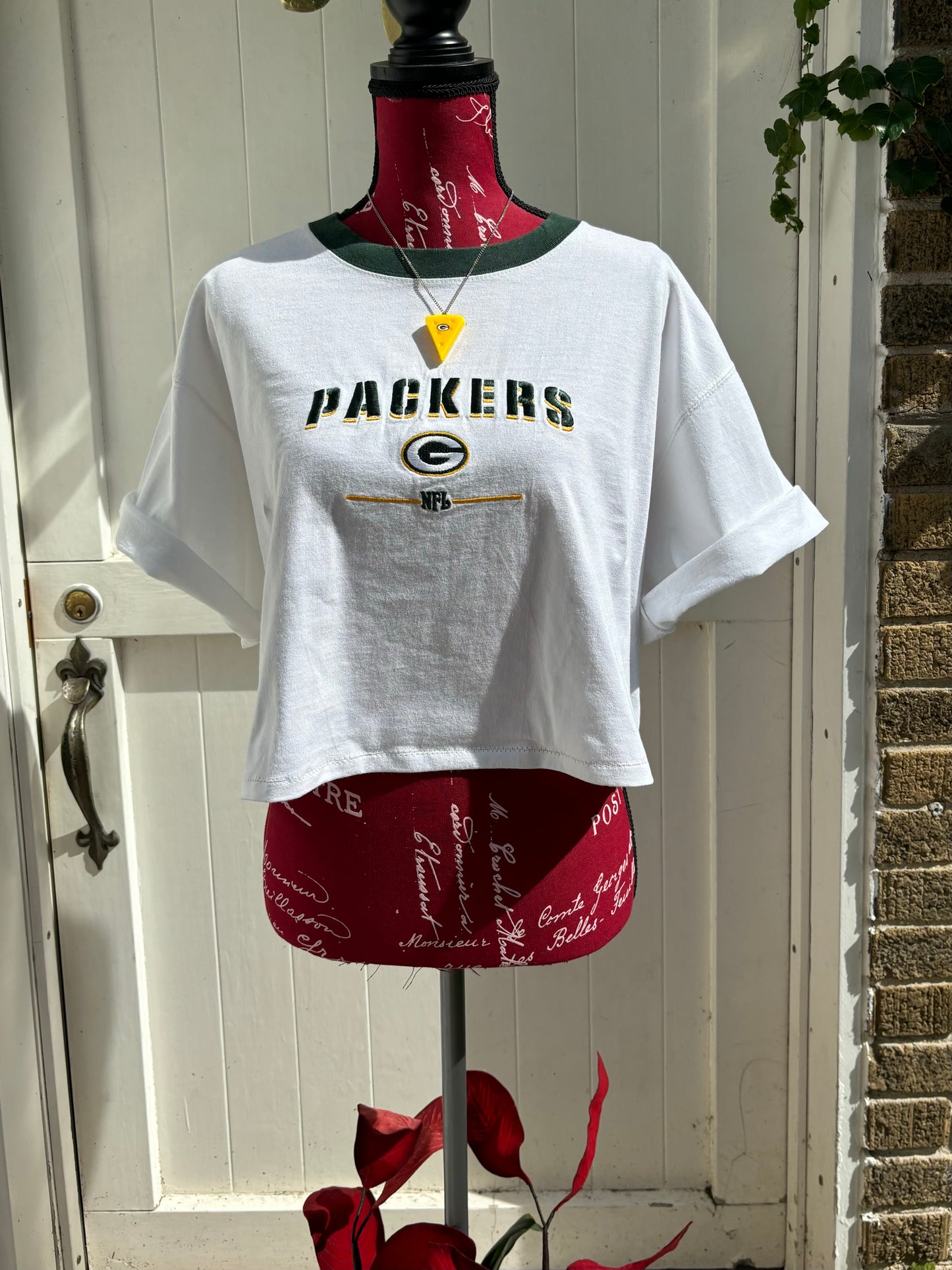 Reworked Packers Retro cropped Ringer Tee