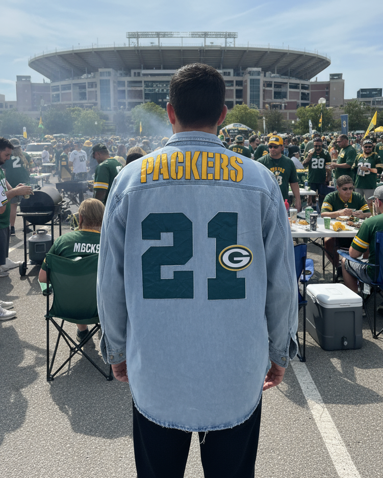 Reworked 90’s Packers oversized Game Day Denim Jean Shirt