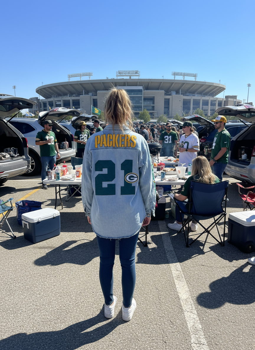 Reworked 90’s Packers oversized Game Day Denim Jean Shirt