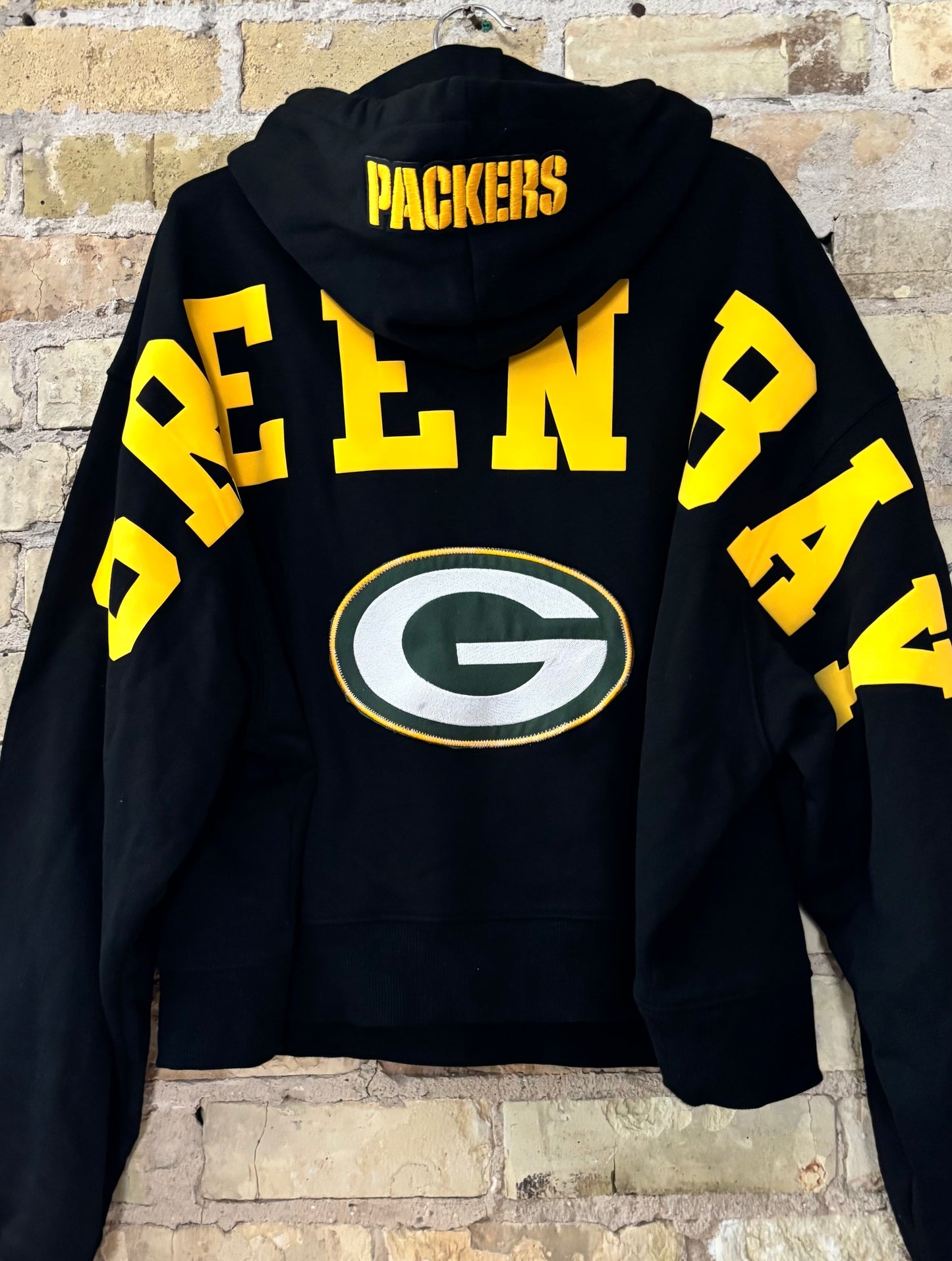 Packers Wingspan Spell out Black Oversized Game Day Hood